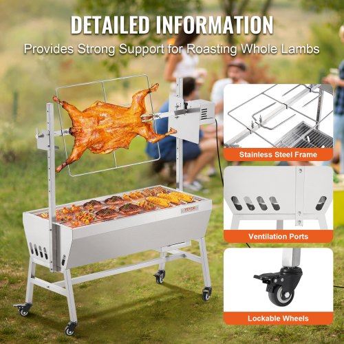 Roaster Spit Rotisserie BBQ Grill Pig Lamb Chicken Roaster 42W 135 lbs