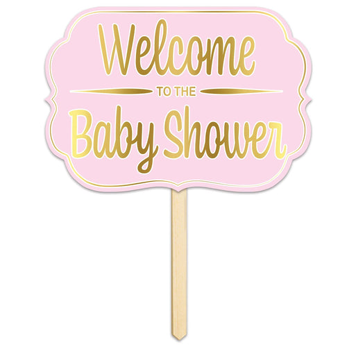 Beistle Foil Welcome To The Baby Shower Yard Sign (Pink) | Party Supply