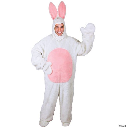 Mens | Adult White Easter Bunny Suit with Bunny Hood Costume - Large