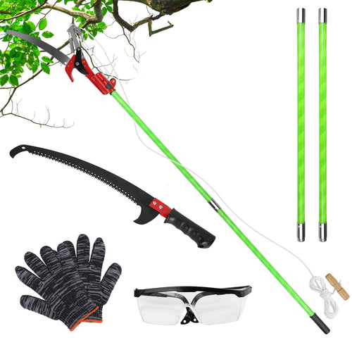 2 In 1 Extra Long Manual Pole Saw 8.23-15.12FT Extendable Tree Pruner for High