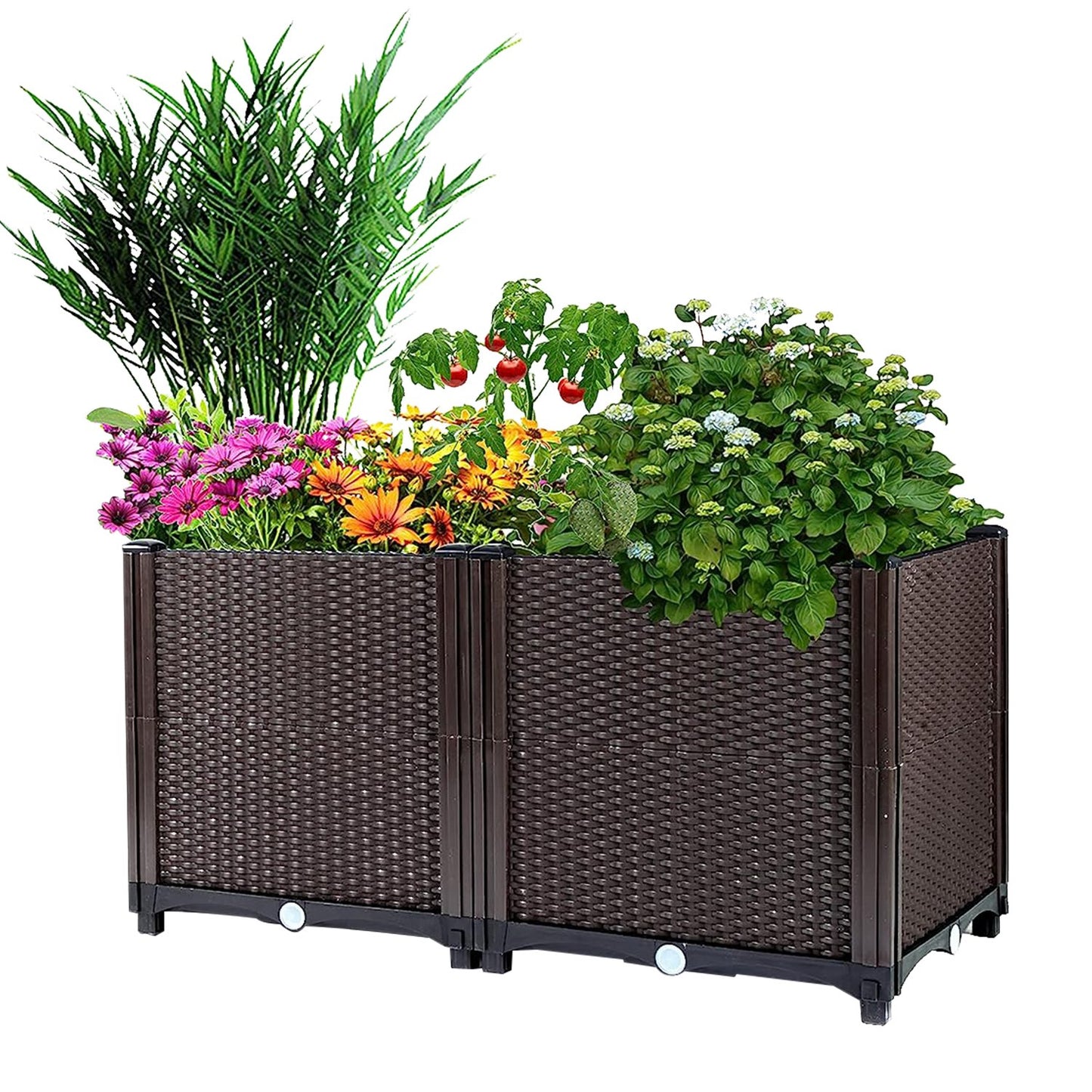Raised Garden Bed Plant Growth Box with Self-watering System for Garden Patio