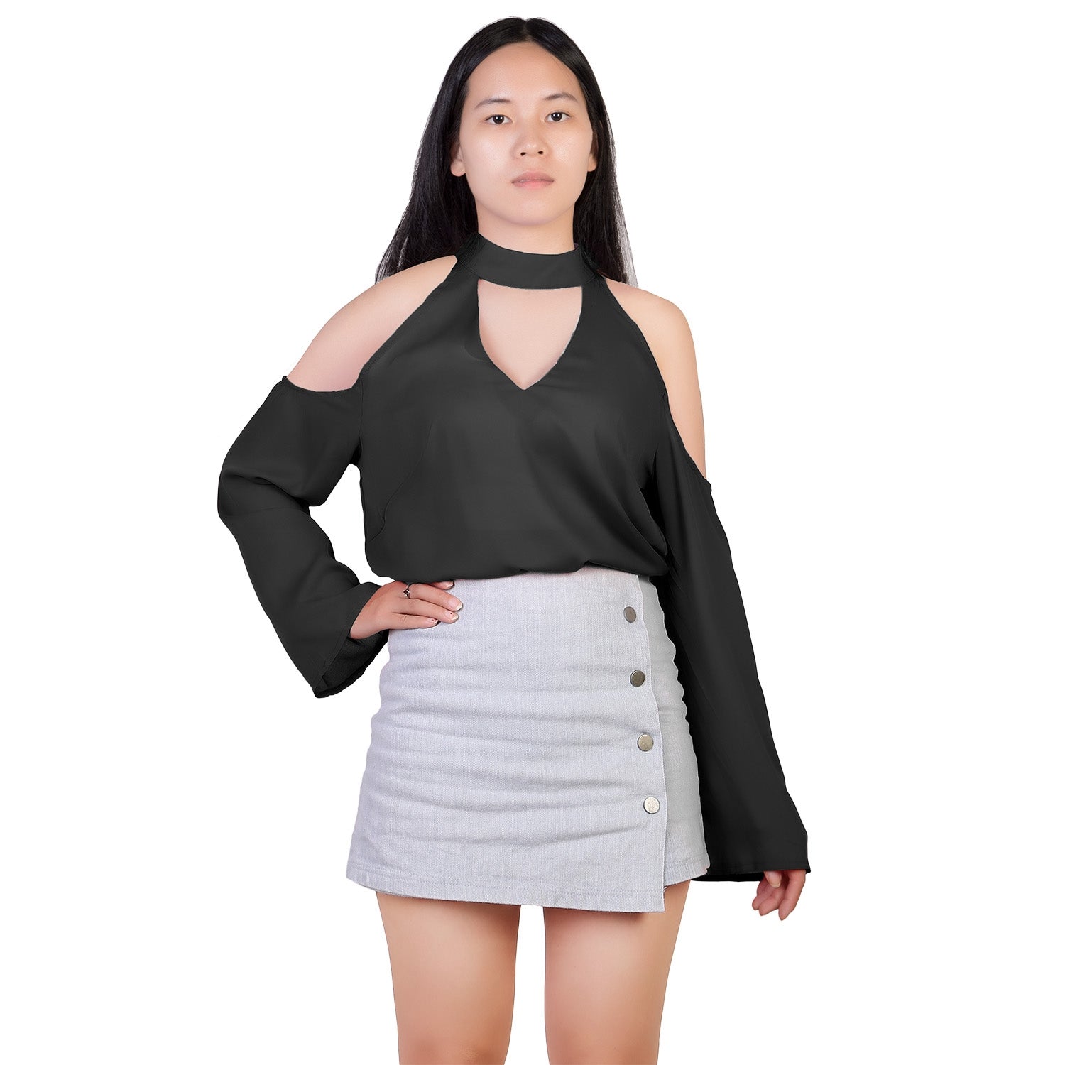 Women s Sexy Off The Shoulder Blouses Cold Shoulder Tops V-Neck Long Sleeve