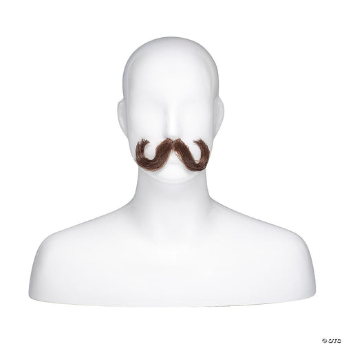 Mens Synthetic Discount Handlebar Mustache | Chestnut