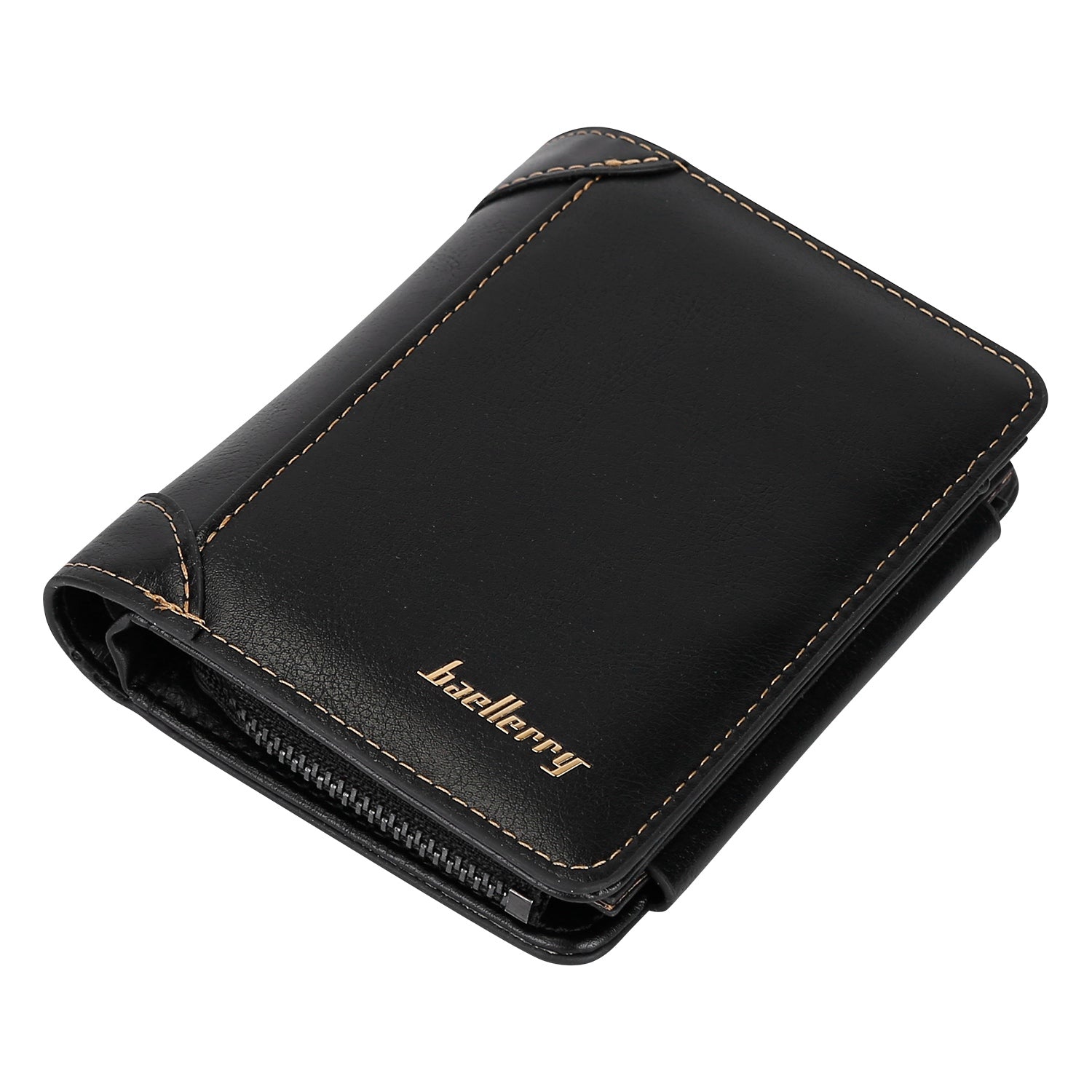 Men’s Leather Wallet ID Card Holder Purse Trifold Clutch Money Zipper with ID