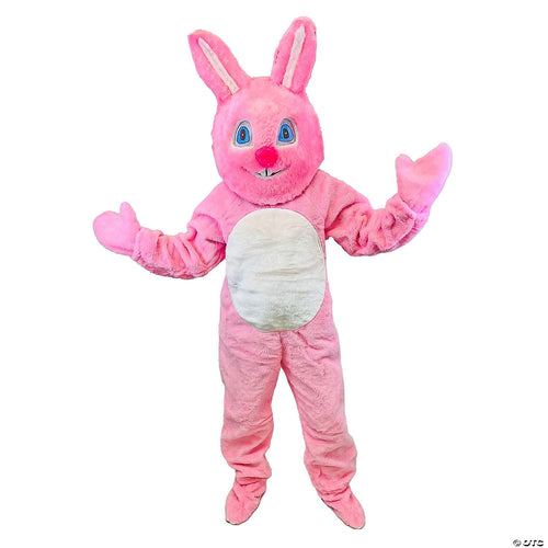 Mens | Adult Pink Easter Bunny Suit with Mascot Head Costume - Medium