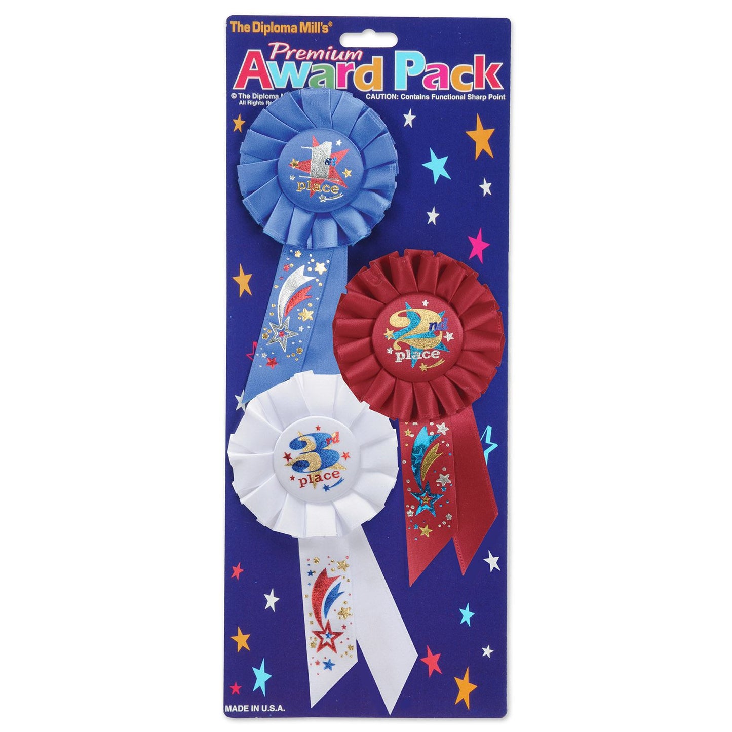 Beistle 1st, 2nd, and 3rd Place Rosette Award Pack - Sports | Party Supply