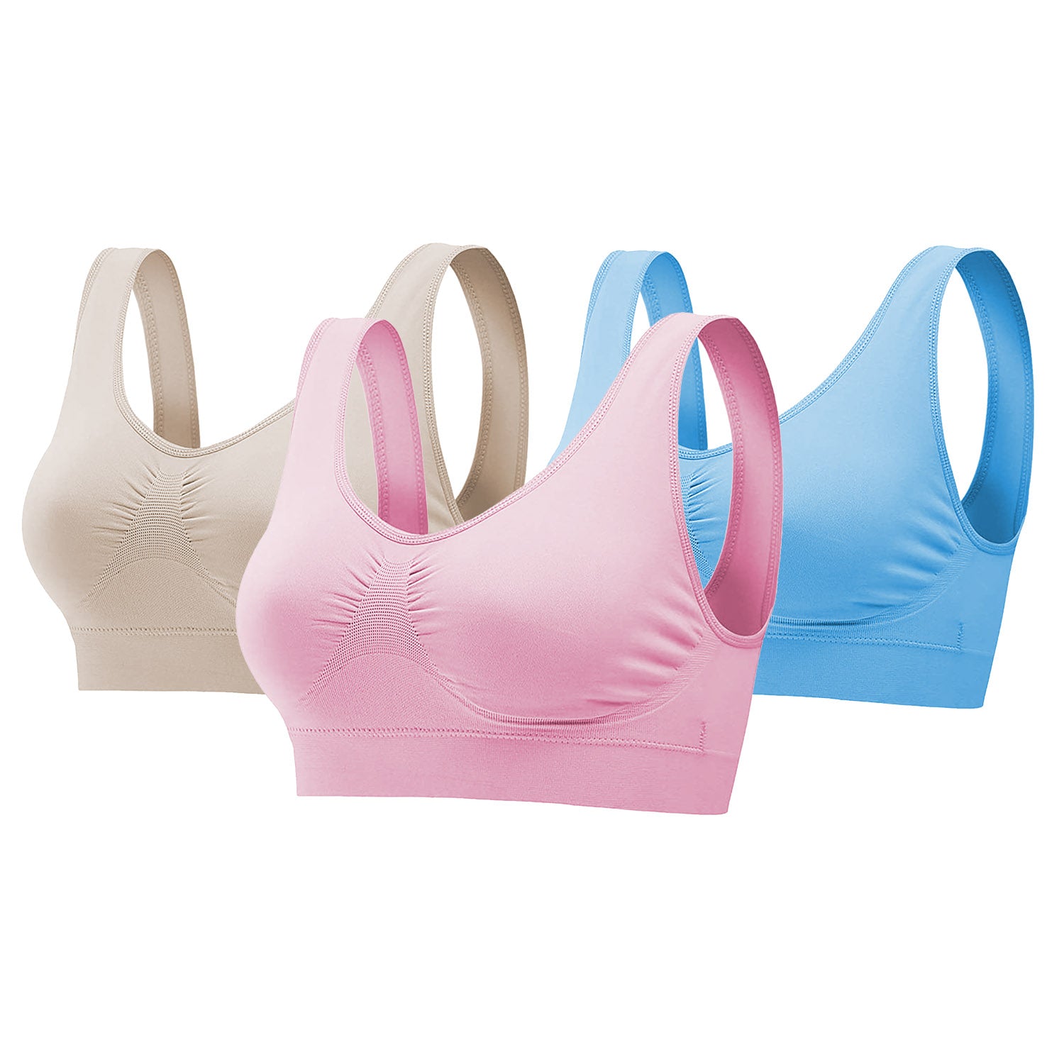 3 Pack Sport Bras For Women Seamless Wire-free Bra Light Support Tank Tops For