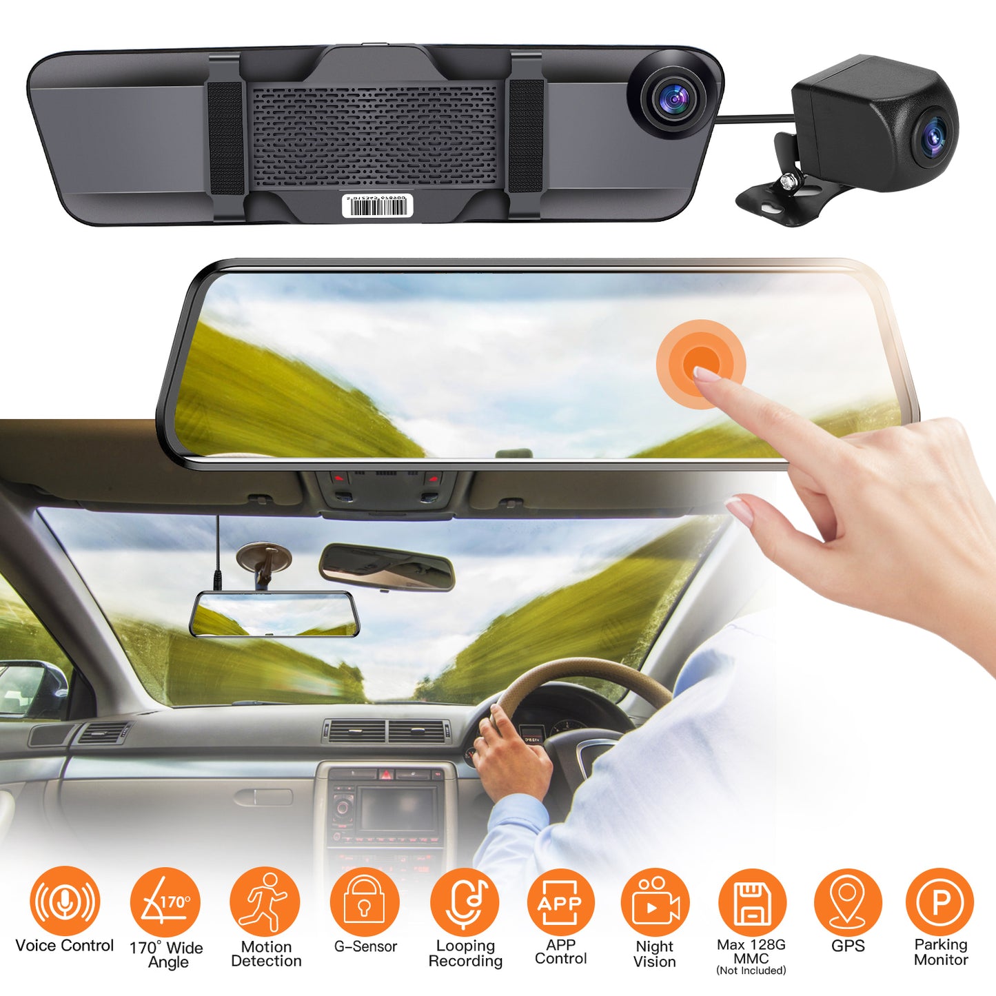 4K Car DVR 12in Dash Cam Camcorder Camera Recorder with 170° Angle Loop