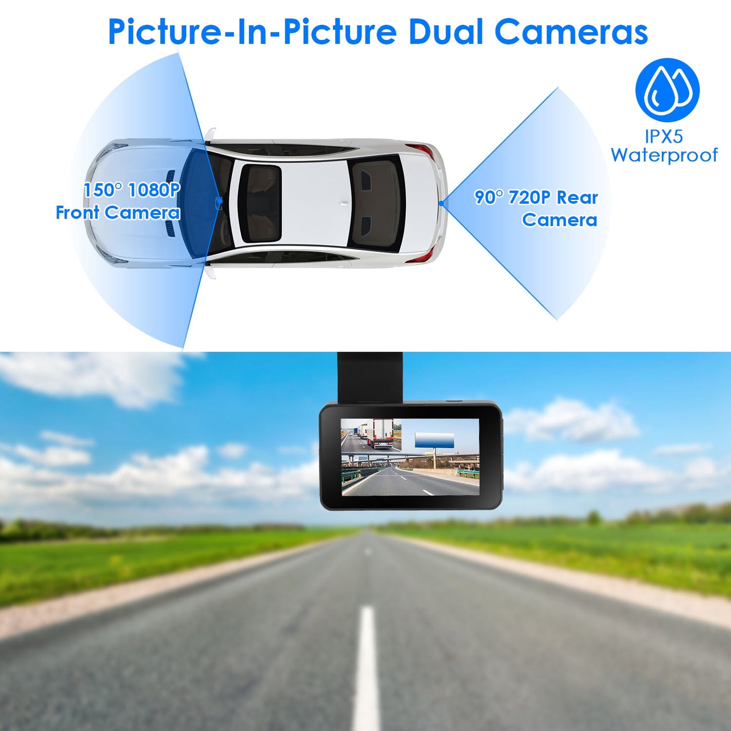 1080P Dual Lens Dash Cam Vehicle Driving Recorder Car DVR with WiFi GPS
