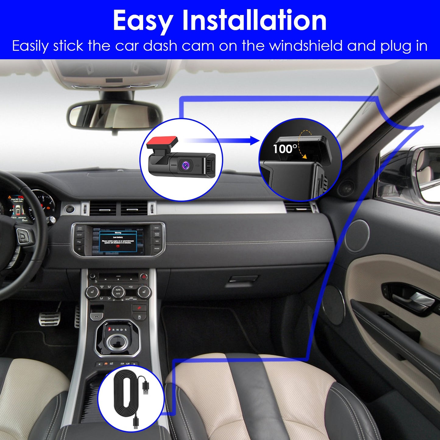 2K HD Front Dash Cam For Car With IPS Screen Night Vision Loop Recording