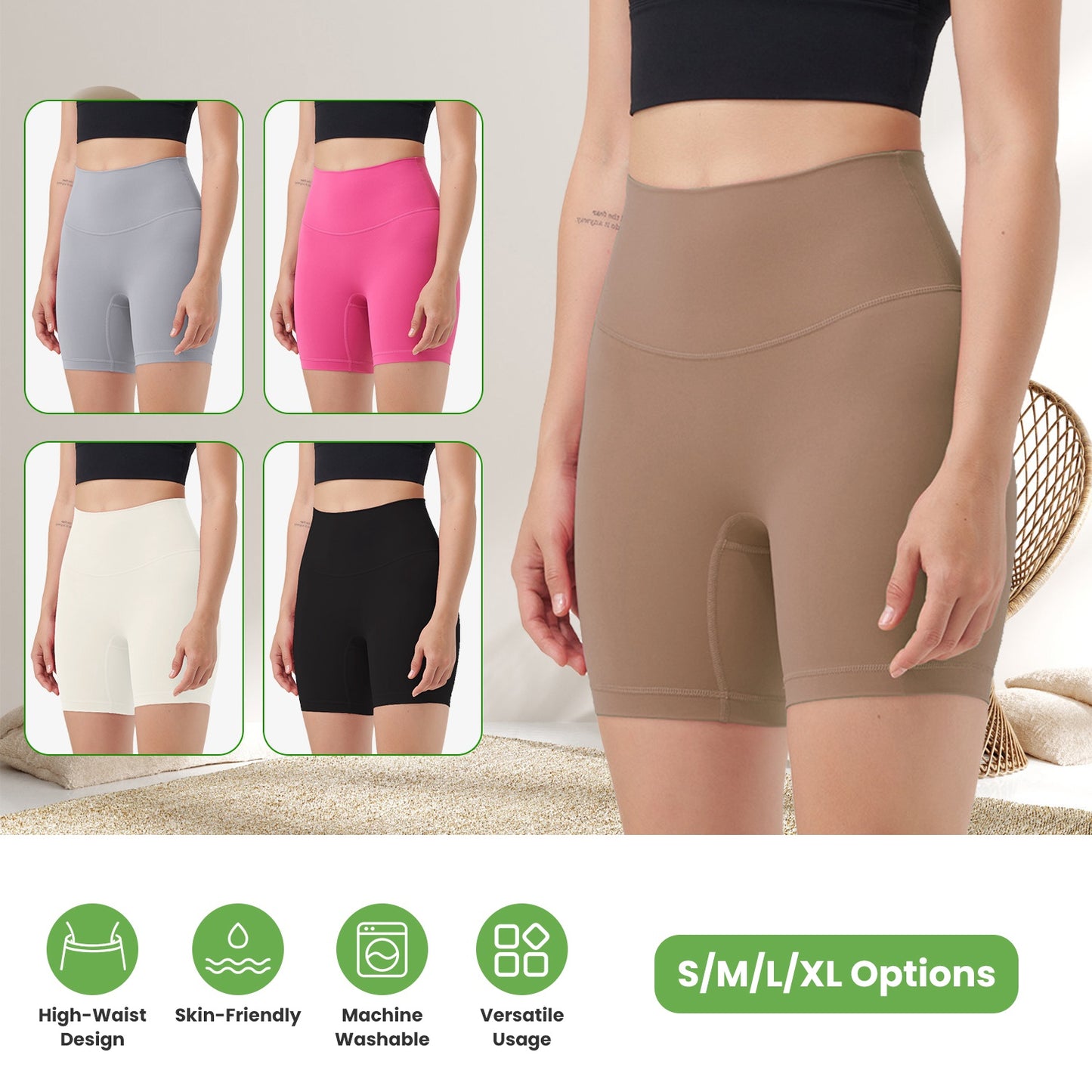 Women s High Waist Biker Shorts Tummy Control Pants Athletic Leggings Spandex