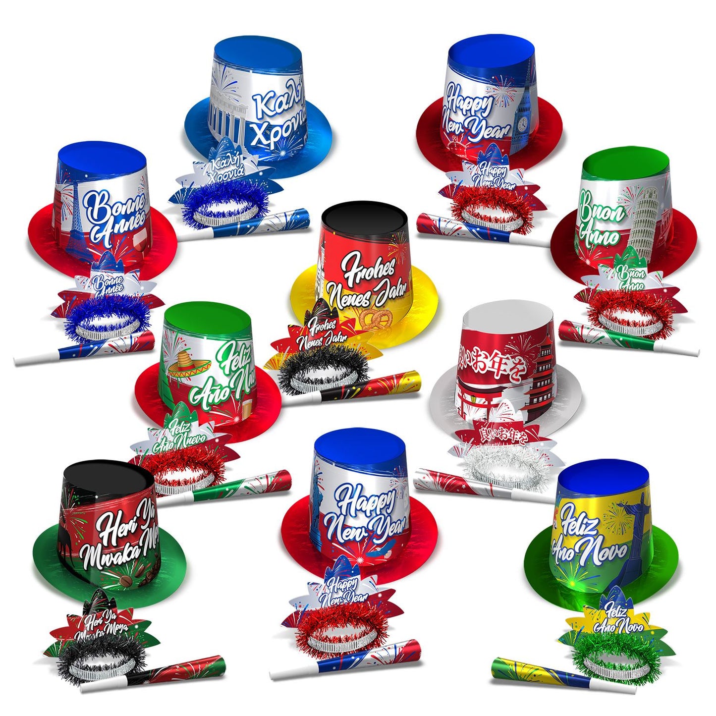 Beistle Around The World New Year Asst for 50 - New Years | Party Supply