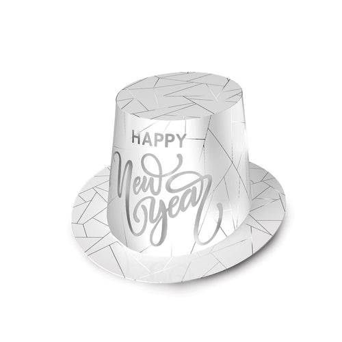 Beistle White New Year Silver Hi-Hat - New Years | Party Supply | Decoration