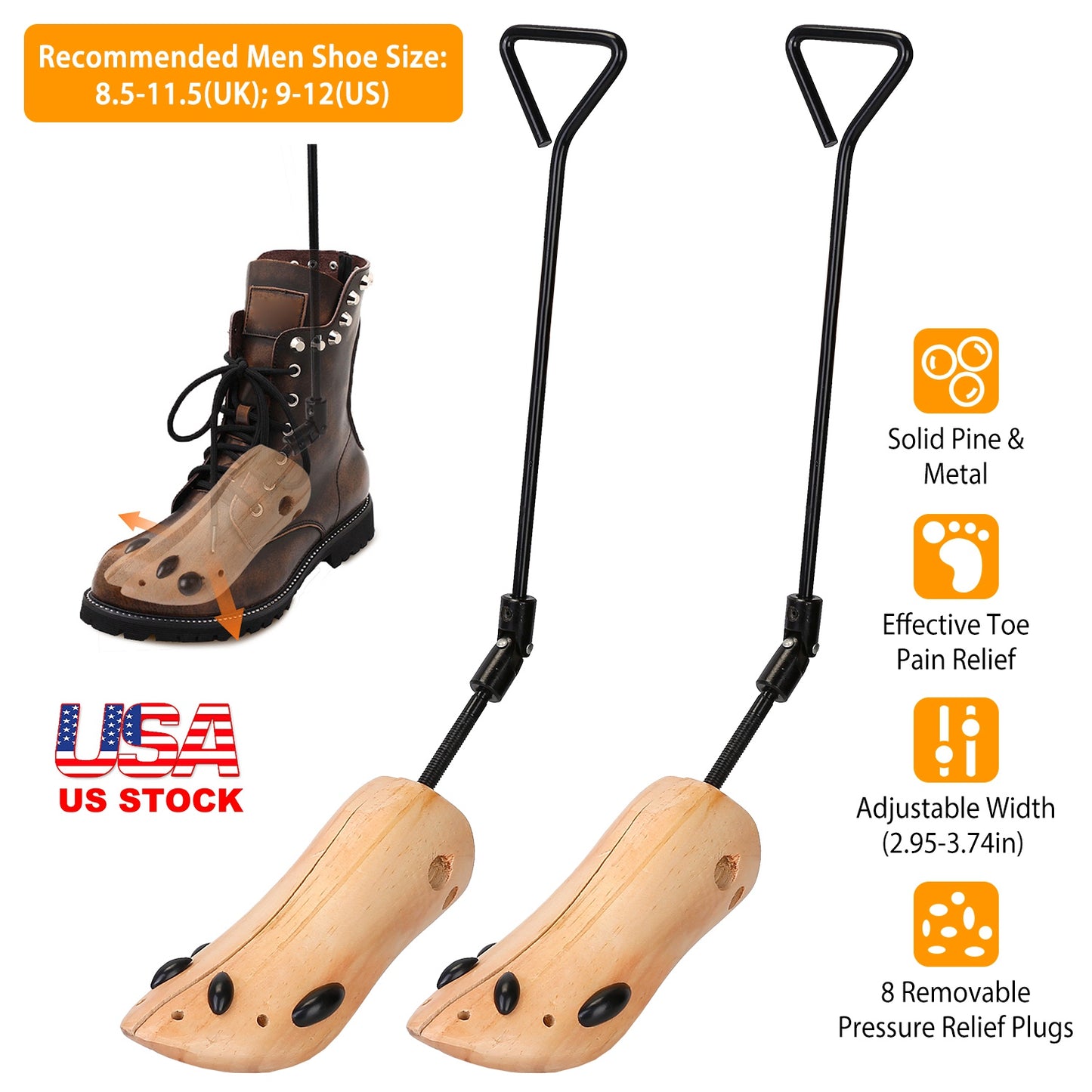 One Pair Boot Stretcher Adjustable Width Shoe Shaper Wooden Boot Widener