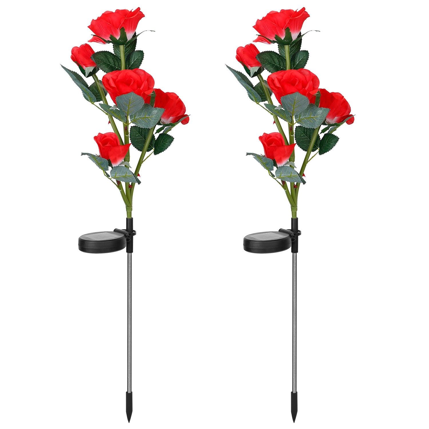 2Pcs Solar Powered Lights Outdoor Rose Flower LED Decorative Lamp Water 5713