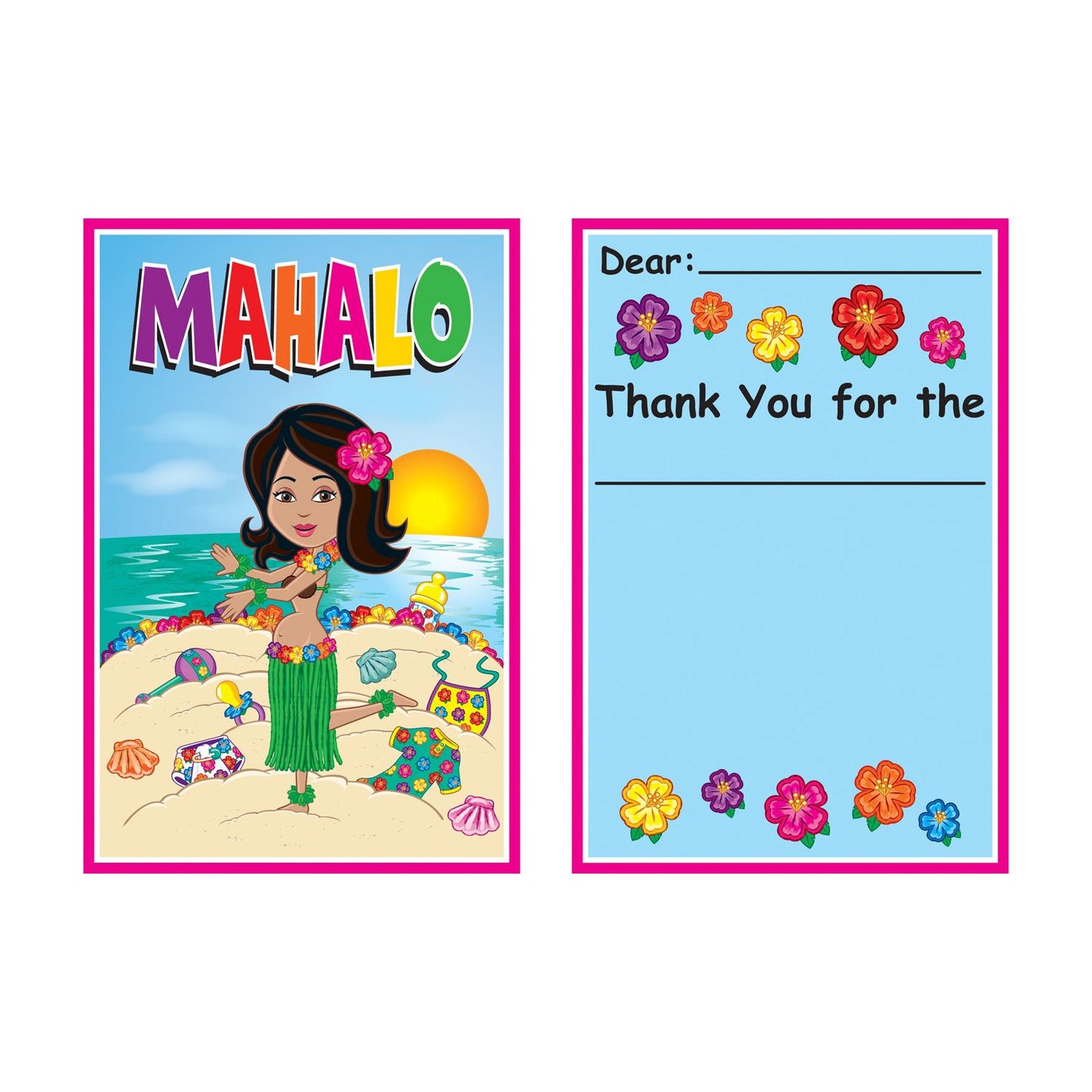 Beistle Hula Baby Thank You Notes - Baby Shower | Party Supply | Decoration