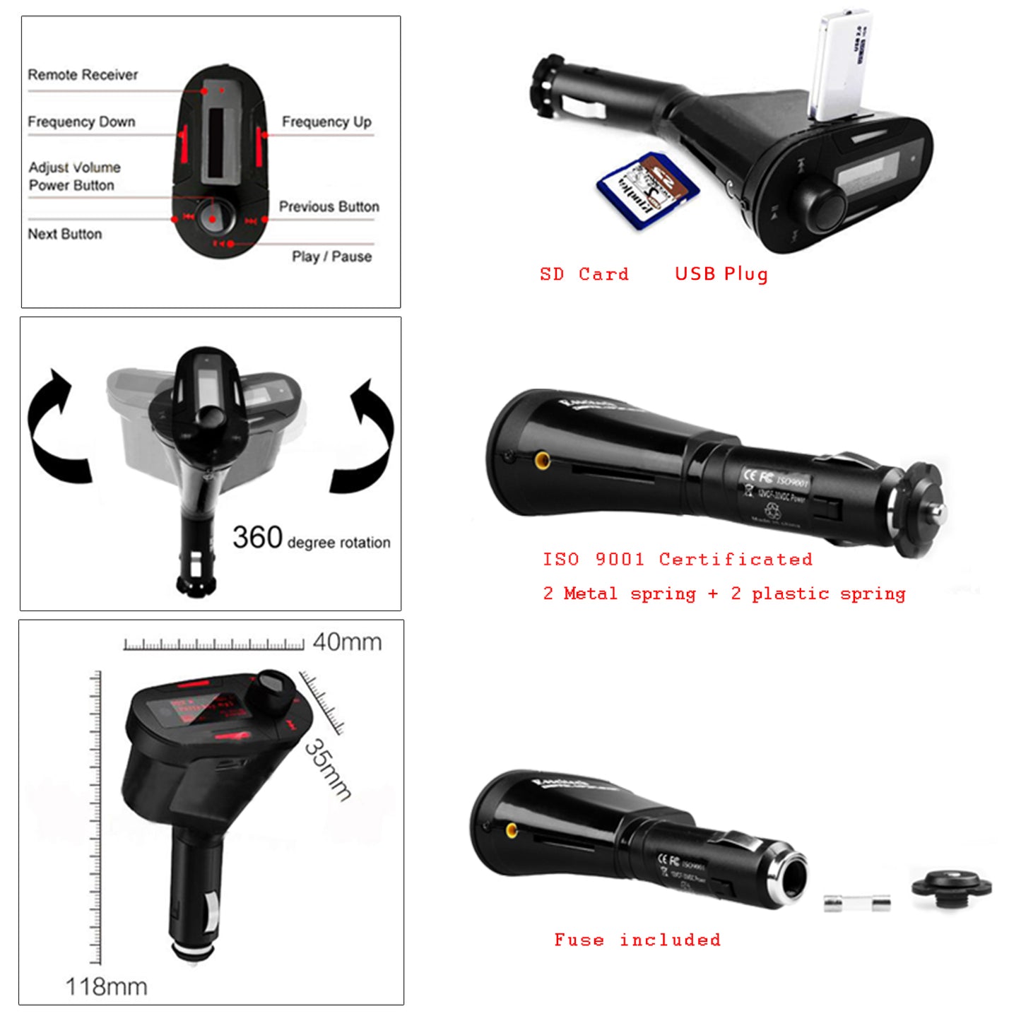 Car Kit MP3 Player Wireless FM Transmitter Modulator USB SD MMC LCD with Remote