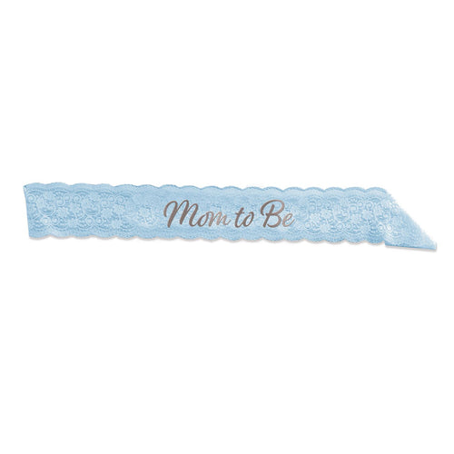 Beistle Mom To Be Lace Sash - Blue - Baby Shower | Party Supply | Decoration