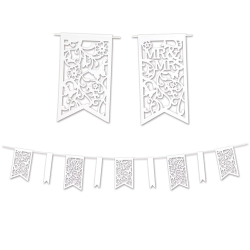 Beistle Die-Cut Mr & Mrs Pennant Banner - Wedding | Party Supply | Decoration