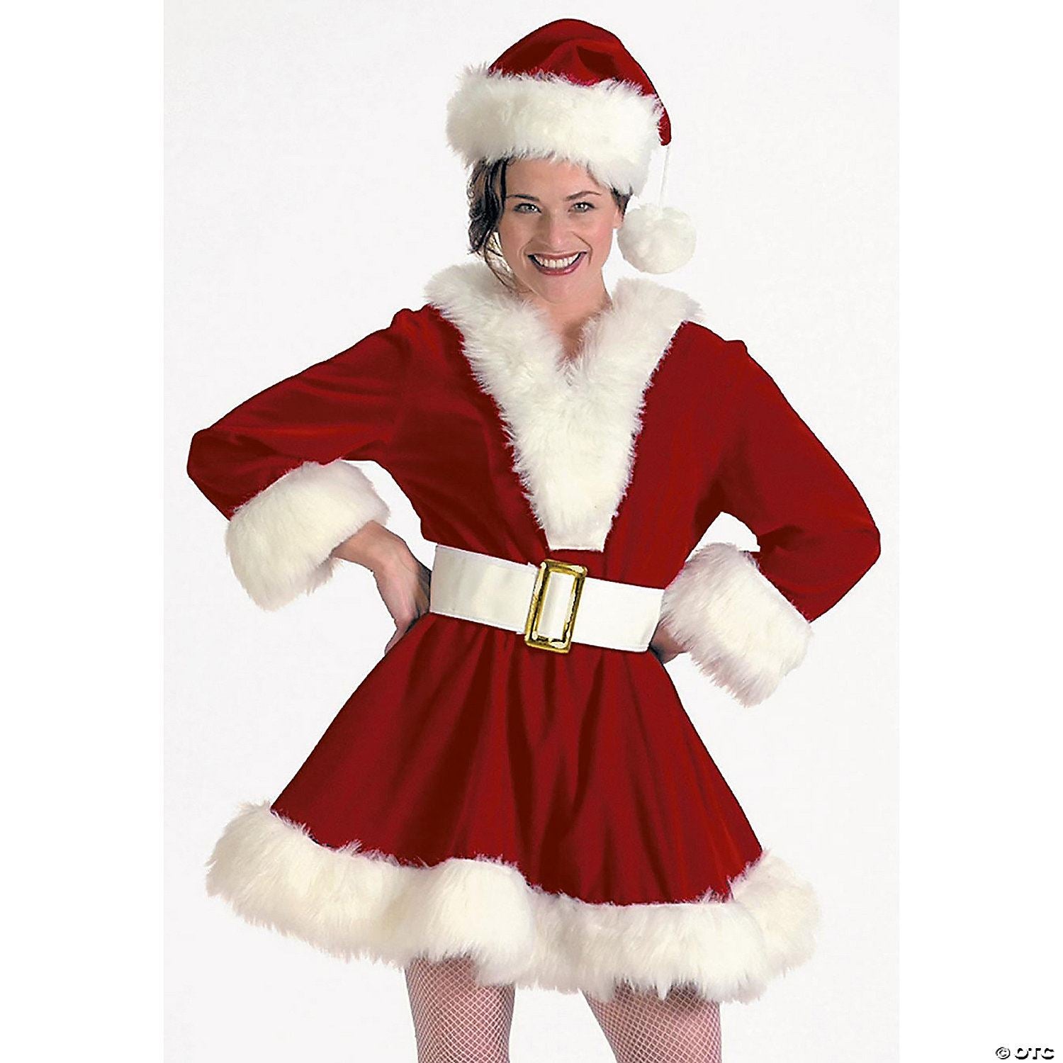Mrs Claus Perky Pixie Burgandy Velvet Womens Adult Costume