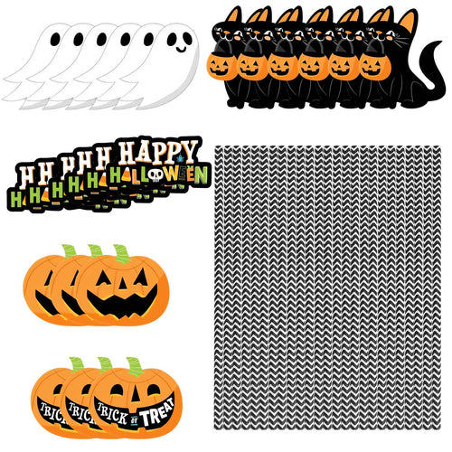 25Pcs Halloween Party Striped Decorative Straws Disposable Drinking Straws