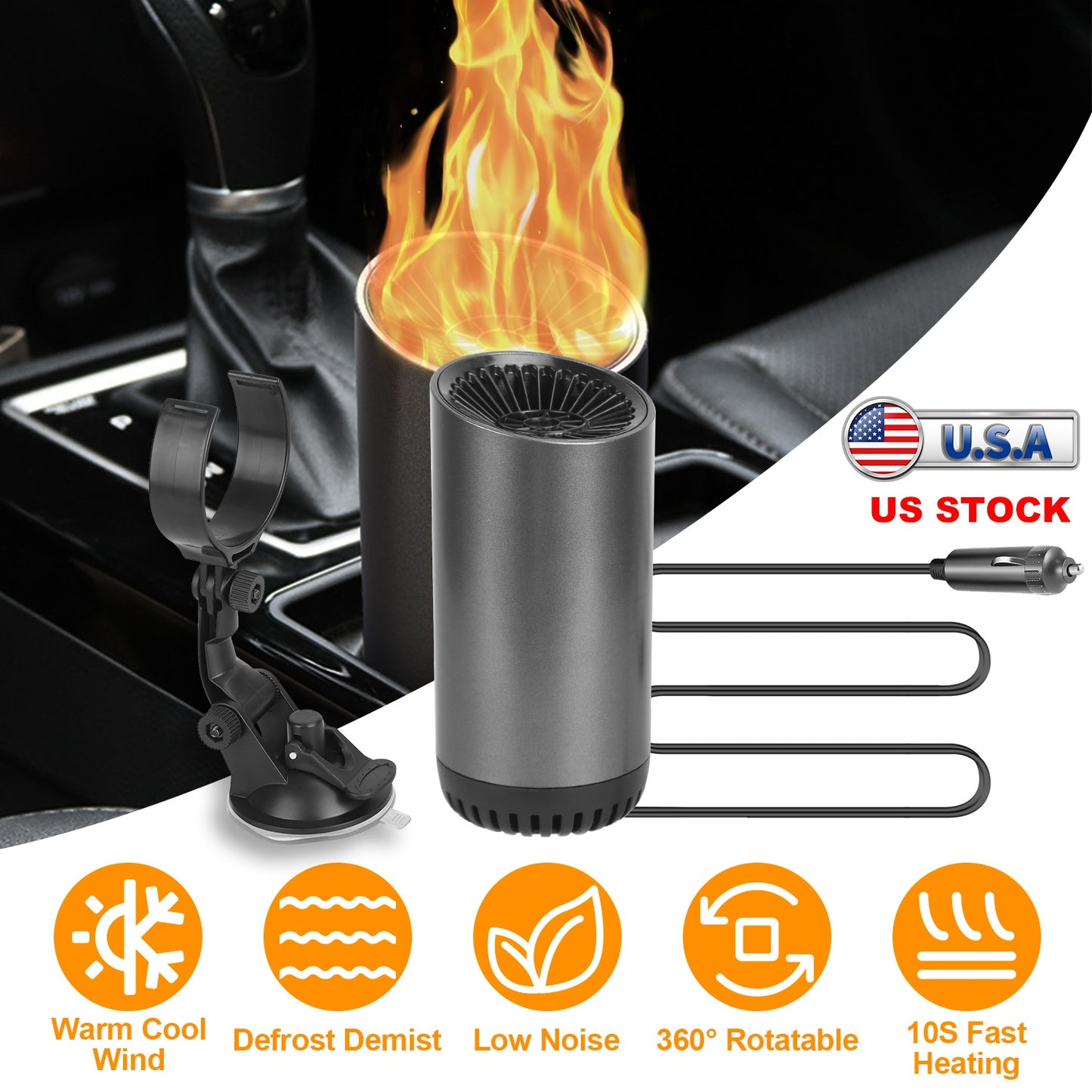 24V 216W Portable Car Heater 2 In 1 Heating Cooling Fan Rotatable Demister