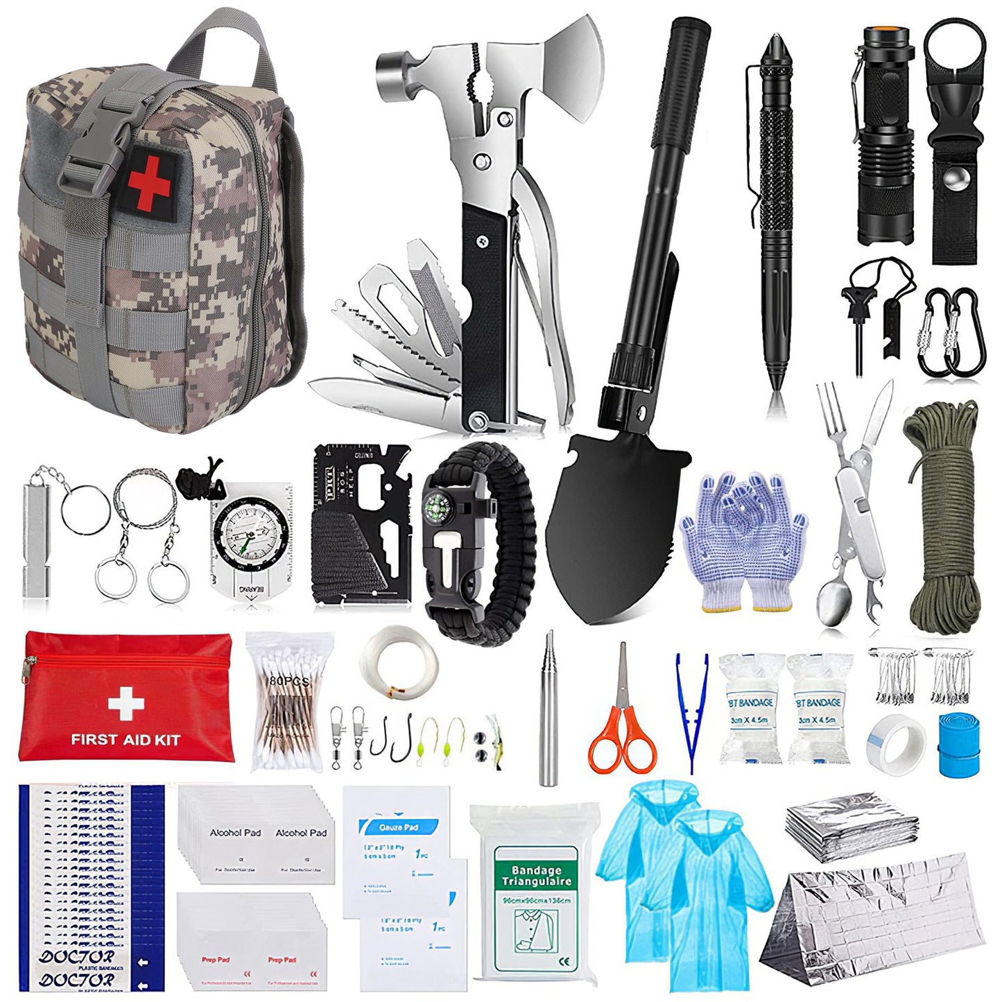 125Pcs Survival Kits Professional Emergency Survival Gear Tactical First Aid
