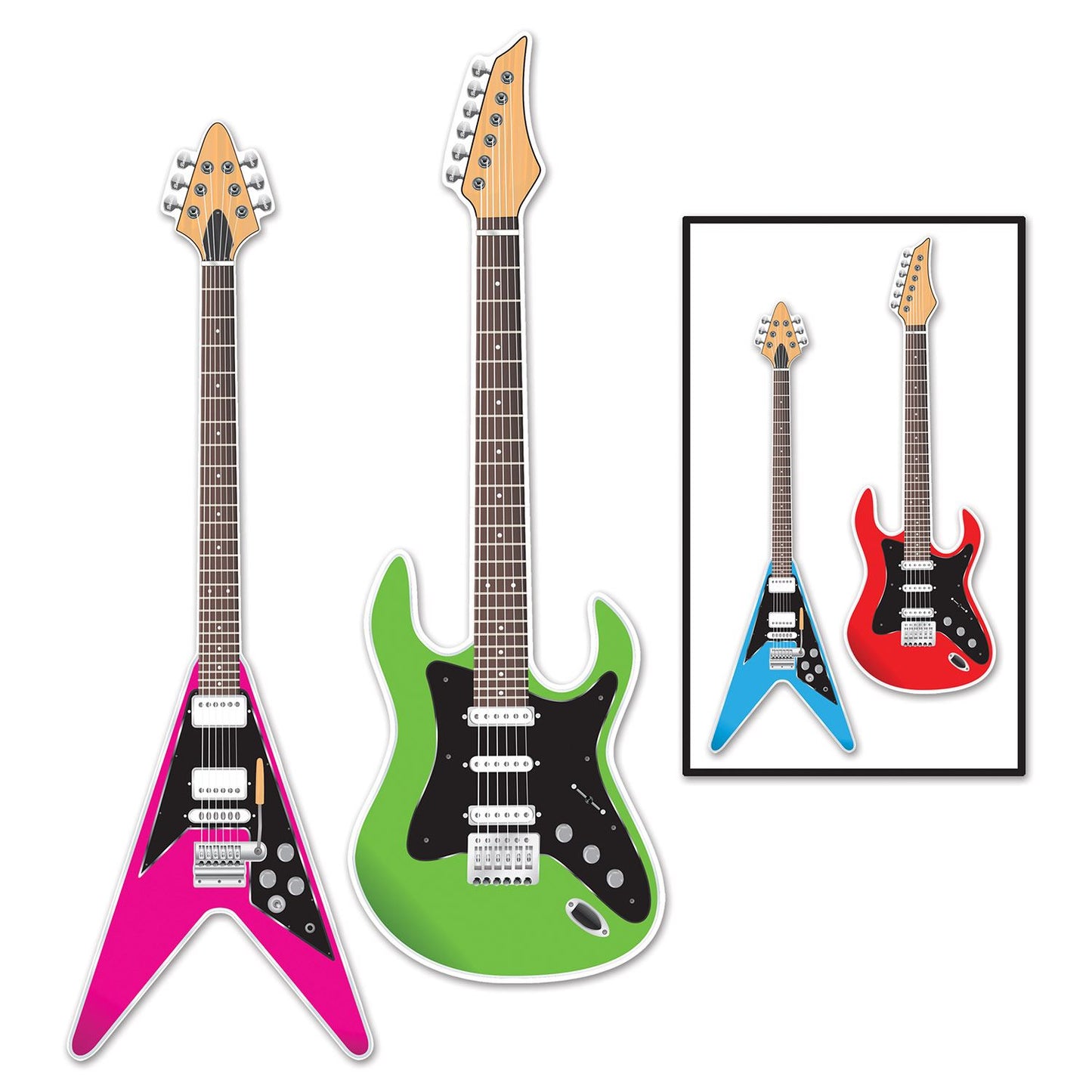 Beistle Guitar Cutouts - 80's | Party Supply | Decoration