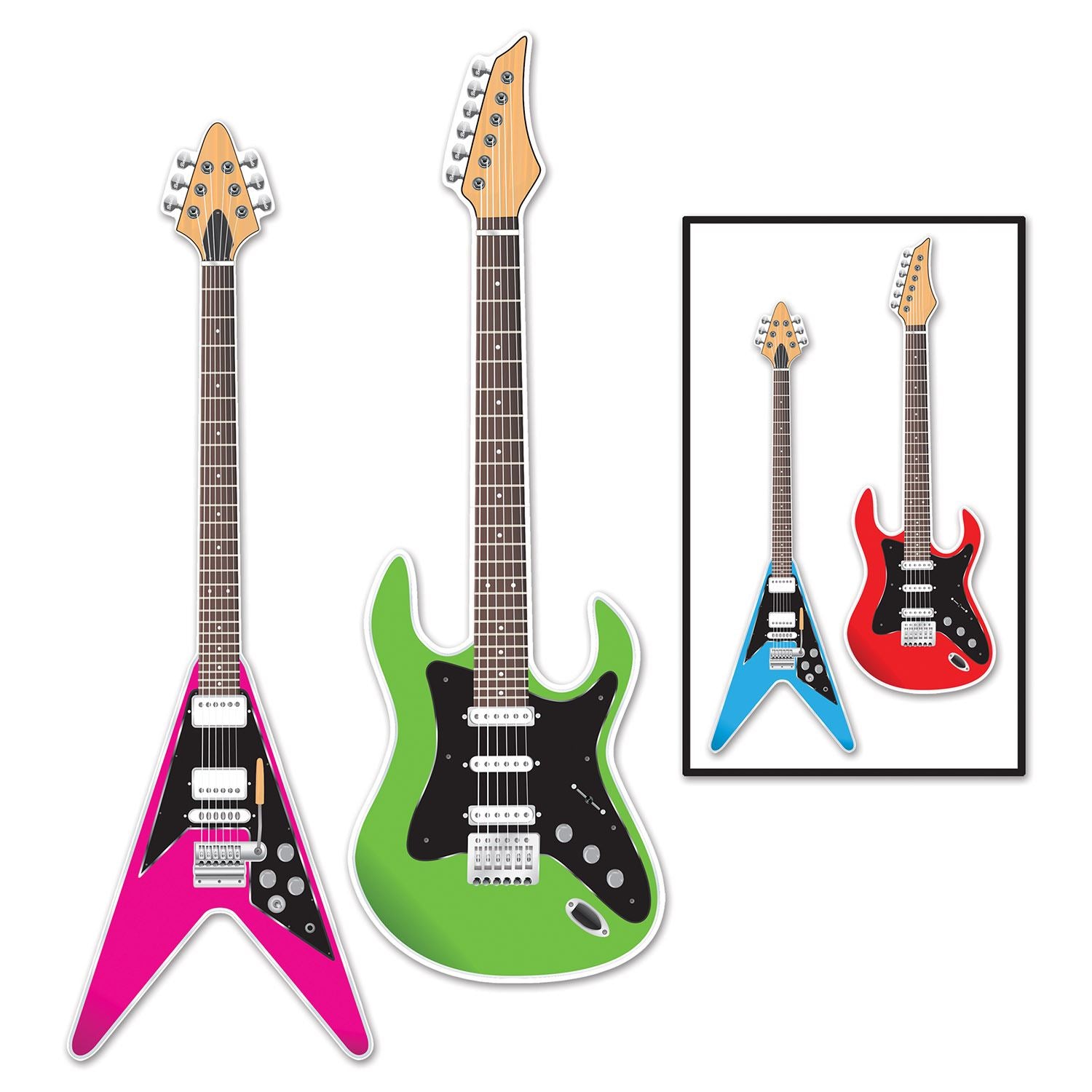 Beistle Guitar Cutouts - 80's | Party Supply | Decoration