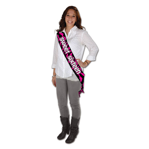 Beistle Sweet Sixteen Satin Sash - Sweet 16 | Party Supply | Decoration
