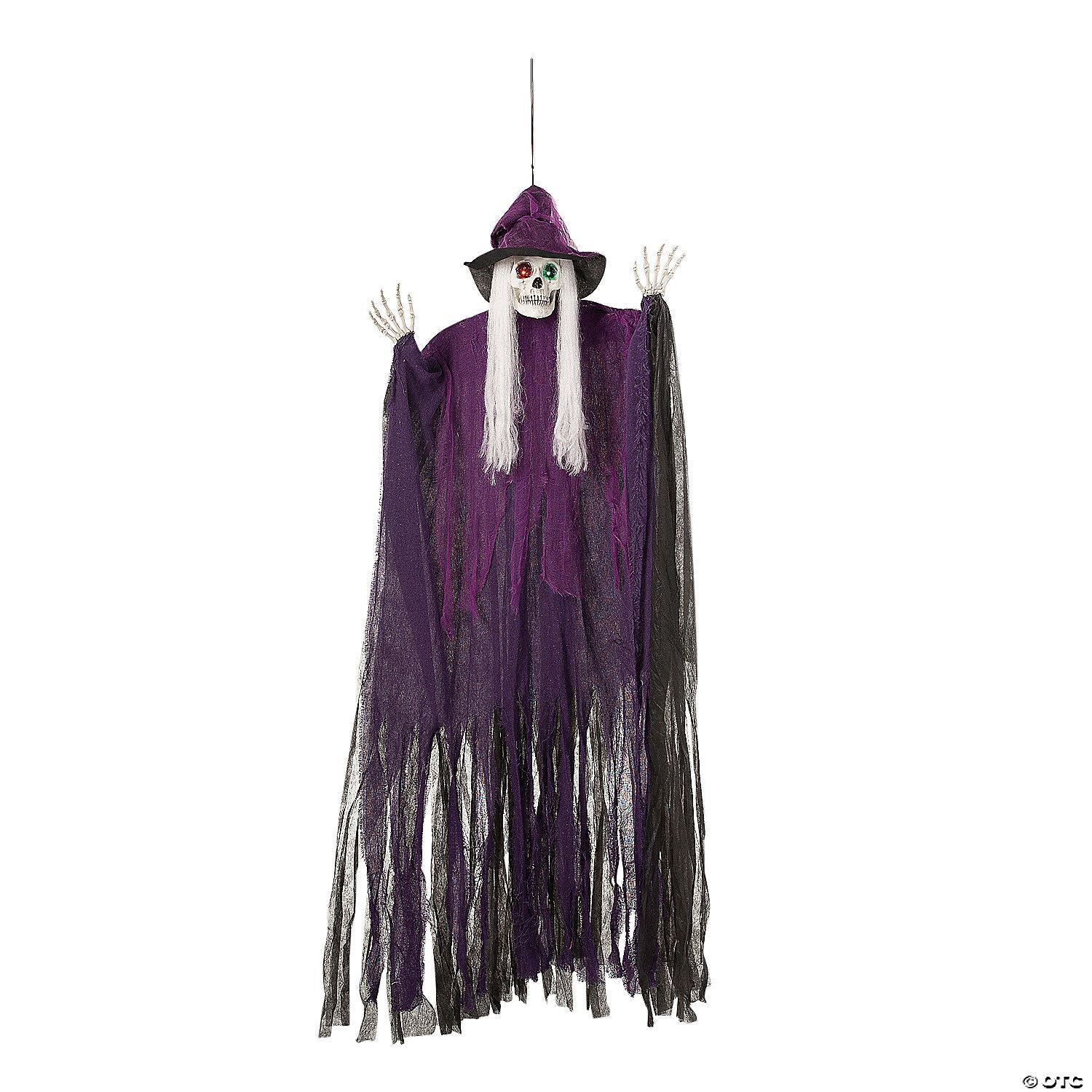 6 Ft. Light-Up Eyes Skeletal Witch Halloween Hanging Decoration | Halloween