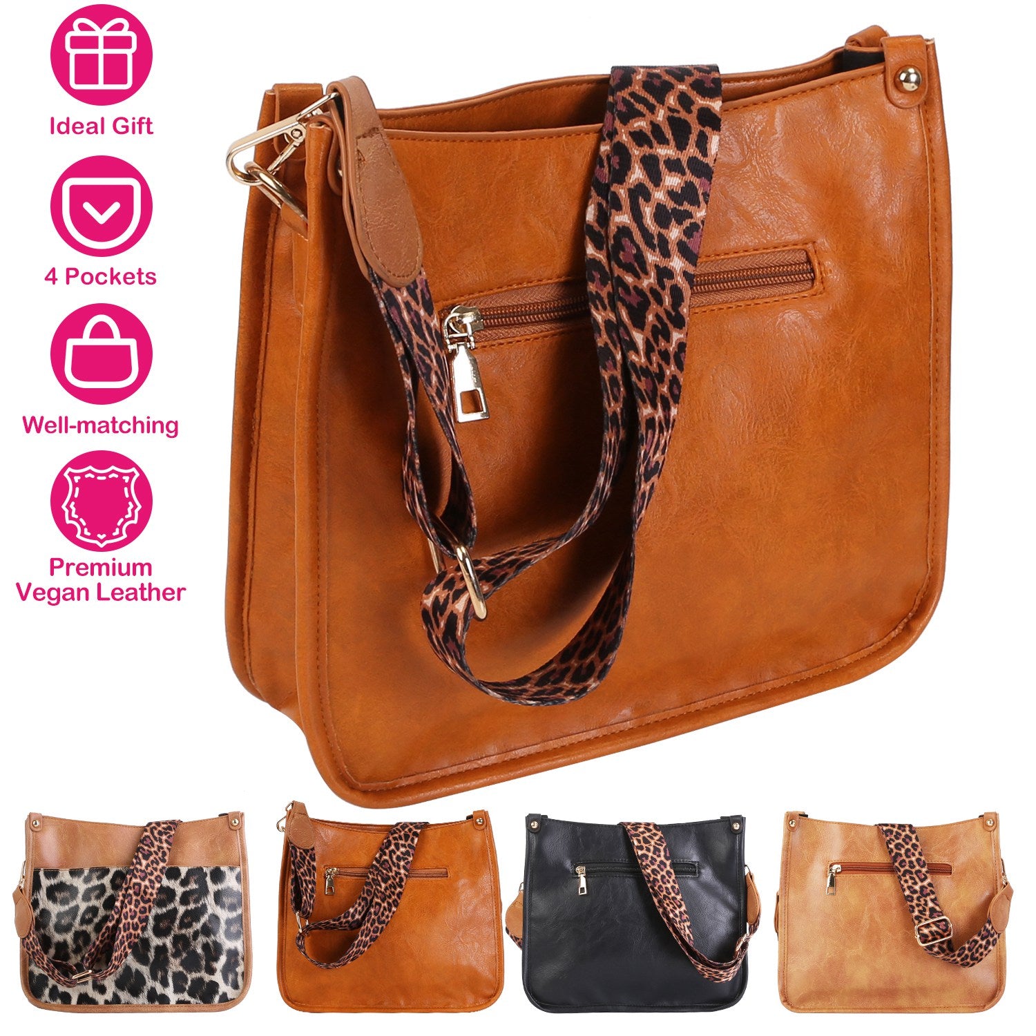 Women Fashion Leather Crossbody Bag Shoulder Bag Casual Handbag with Flexible