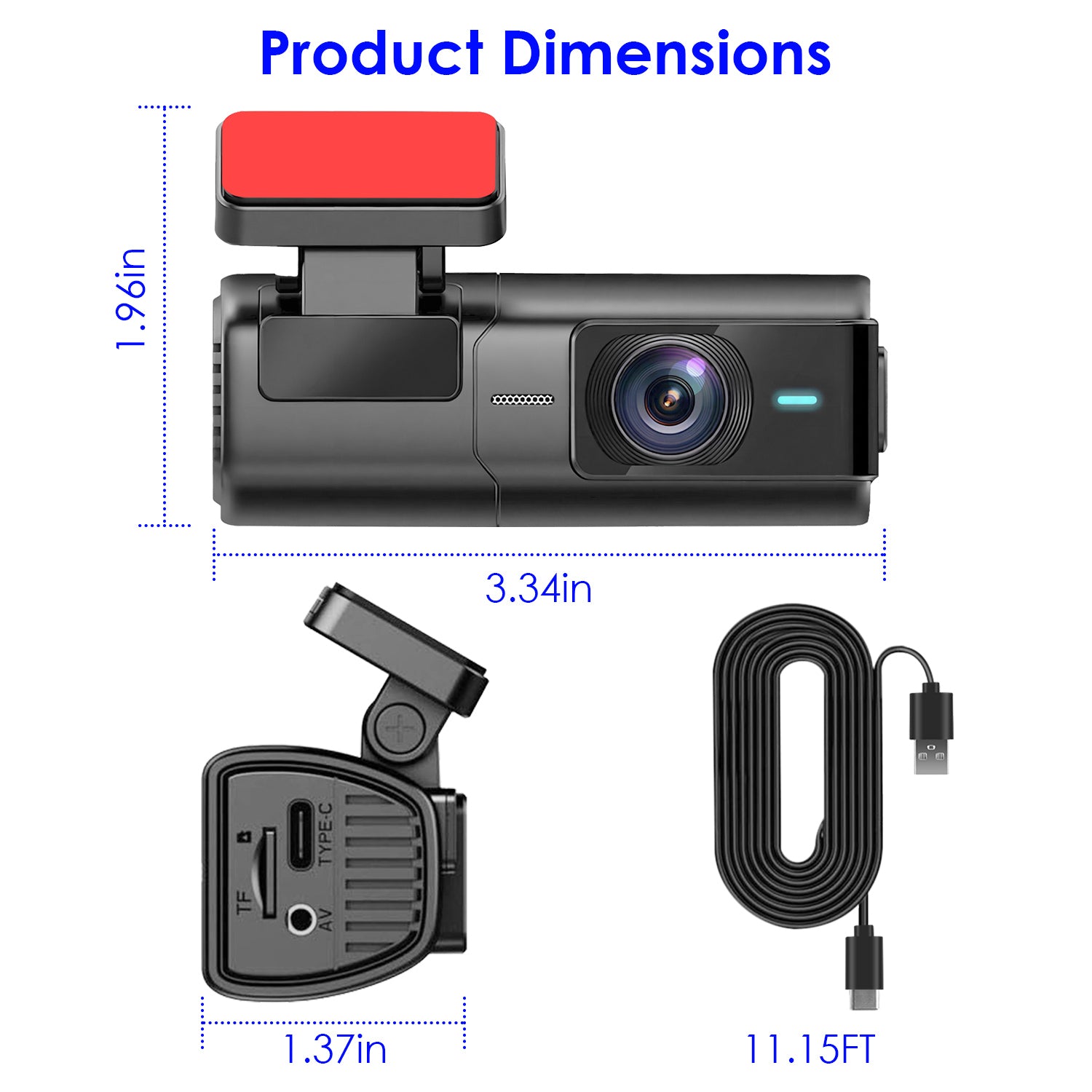 2K HD Front Dash Cam For Car With IPS Screen Night Vision Loop Recording
