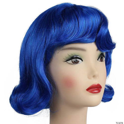 Womens Royal Blue 60s Short Lucy Flip Wig