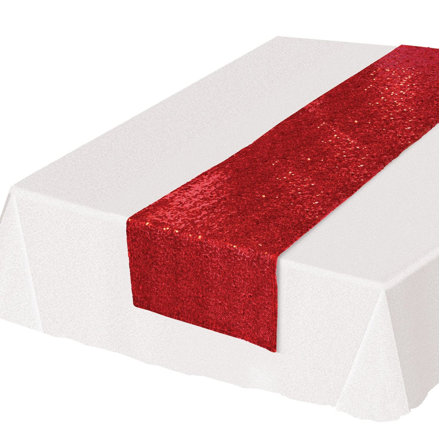Beistle Sequined Table Runner - Red - General Occasion | Party Supply