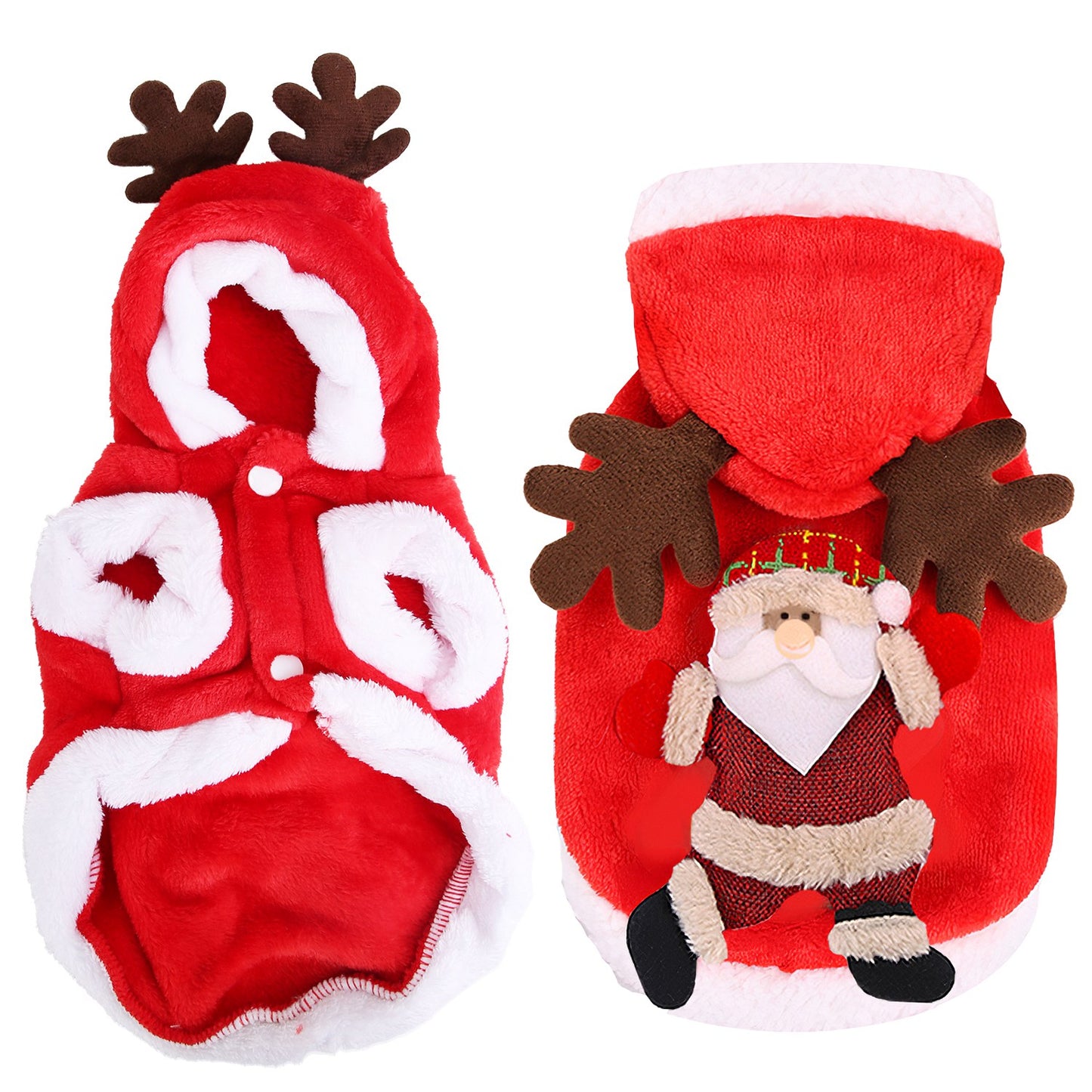 Pet Christmas Clothes Santa Claus Reindeer Antlers Costume Winter Outfit Ne 8892