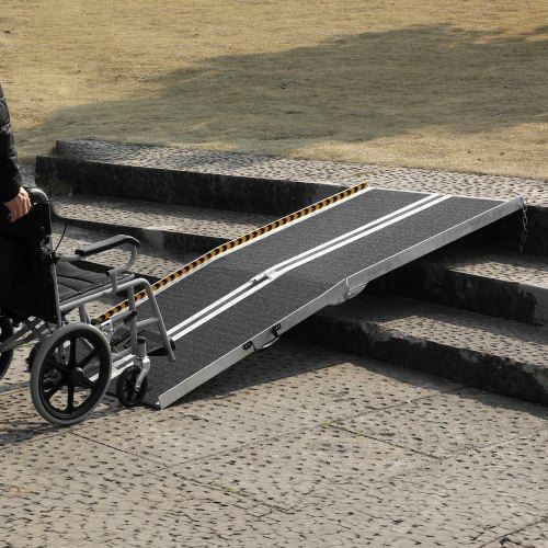 Portable Wheelchair Ramp 7 ft 800 lbs Capacity Non-Slip Aluminum Folding