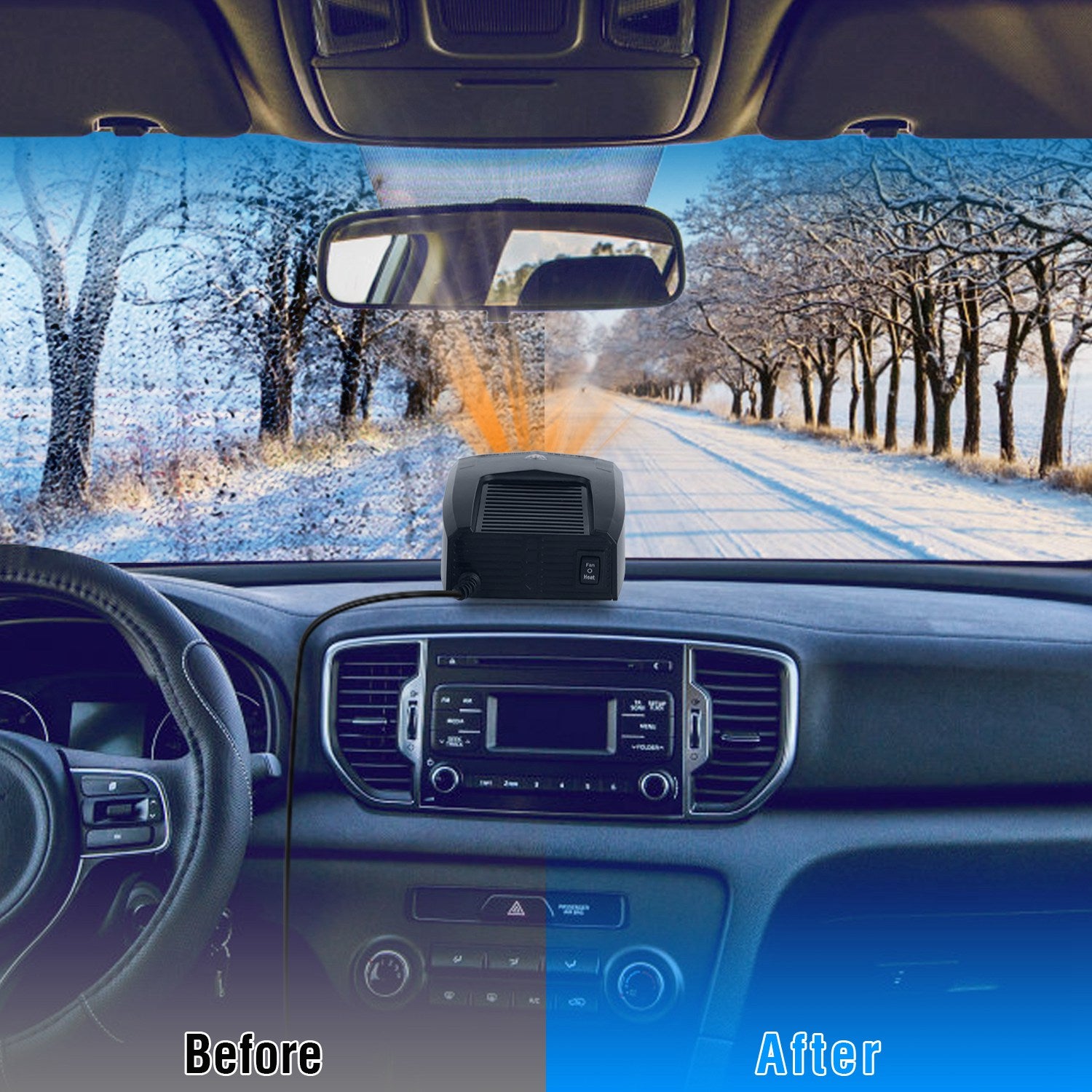 24V 180W Portable Car Heater Heating Fan 2 in 1 Defroster Defogger Demister