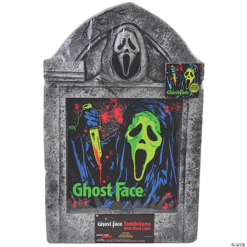 21" Ghost Face Black Light Tombstone Halloween Decoration