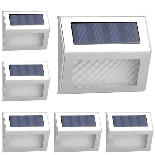 6Packs Solar Step Lights Stainless Steel Outdoor Solar Deck Lights LED Fence
