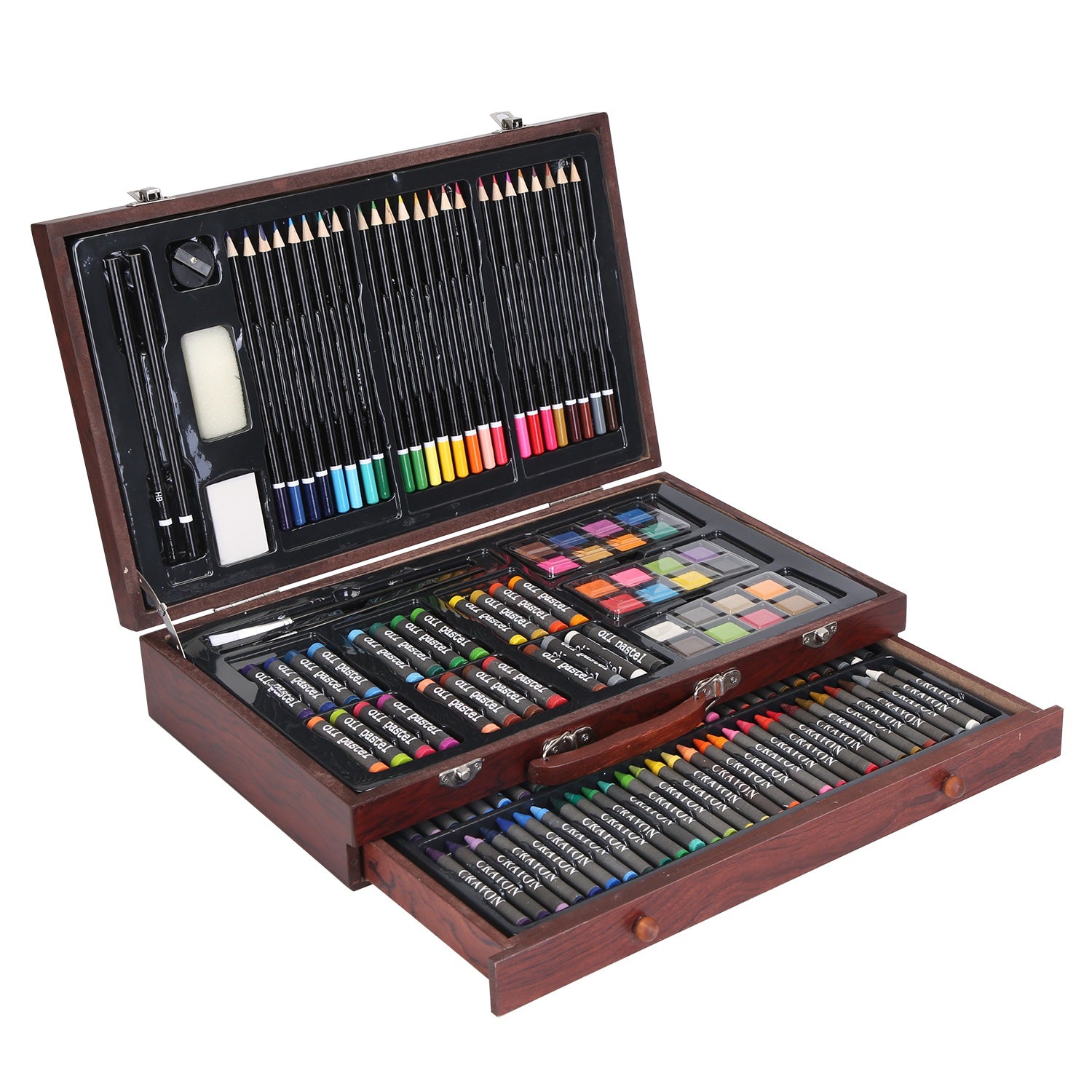 140Pcs Art Supplies With Colored Pencils Oil Pastels Crayons, Watercolor Cakes