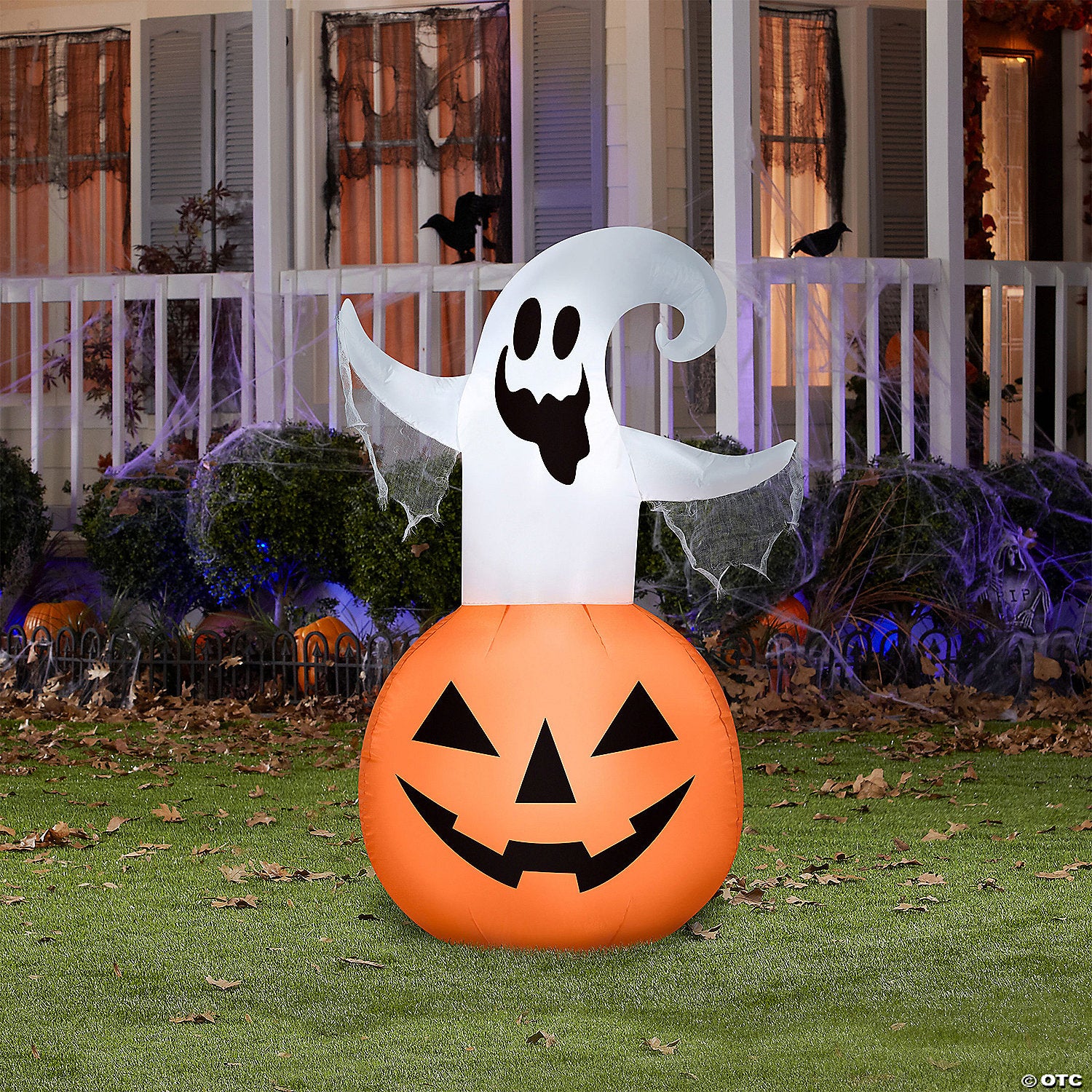 53" Blow-Up Inflatable Ghost Jack-O'-Lantern With Built-In Led Lights Outdoor Yard Decoration