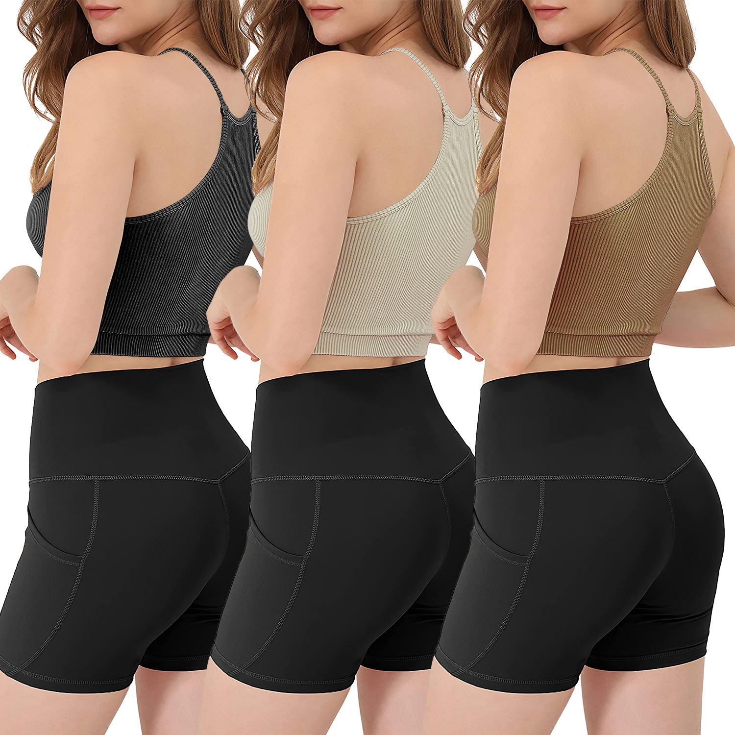 3 Pack Women Crop Basic Tank Top Ribbed Knit Sleeveless Round Neck 9 Color