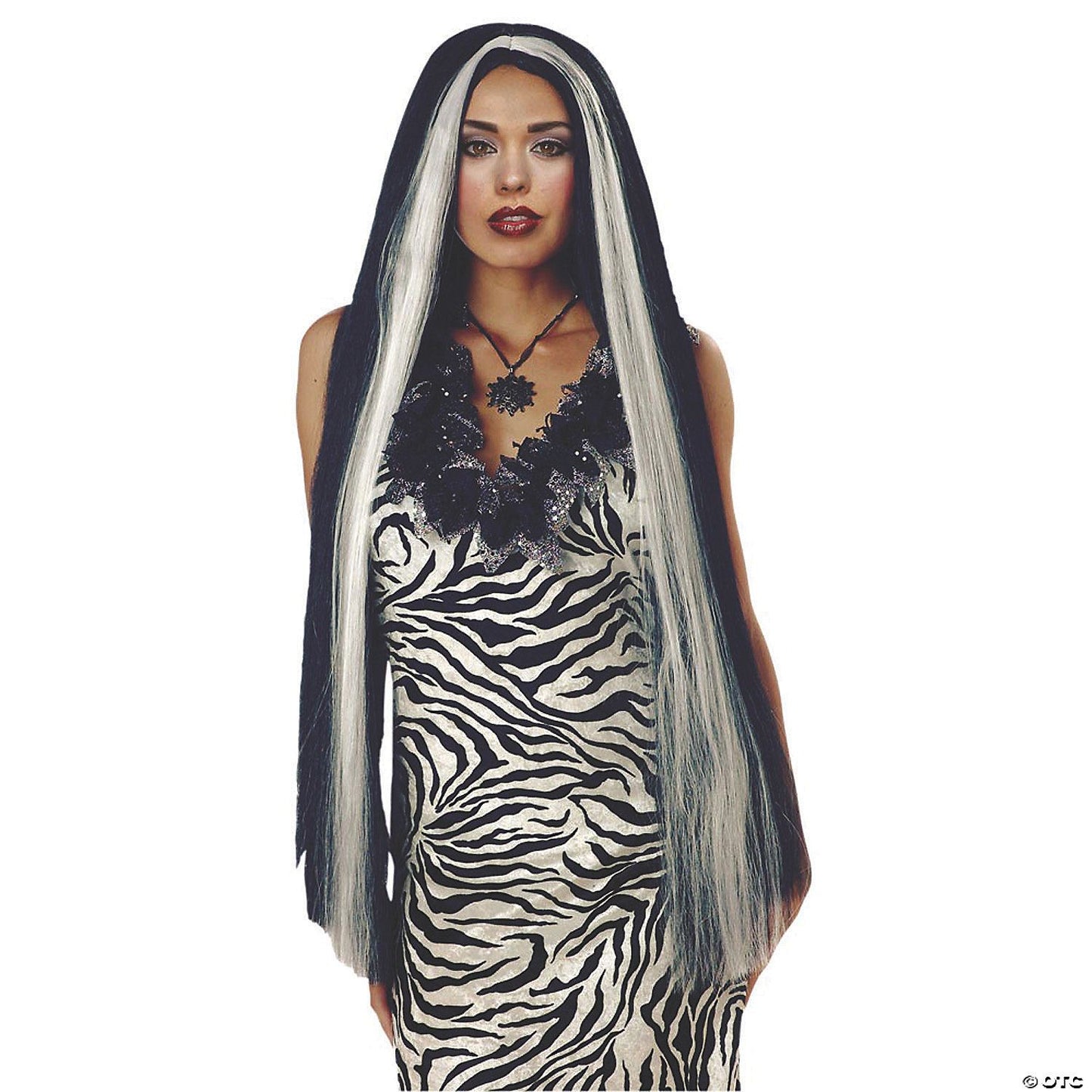 Wig 36 Inch Long Wht Streaked