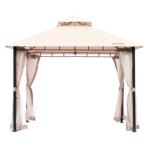 Patio Gazebo for 6-8 Person 10 x 10 FT Backyard Gazebo with Mosquito Netting
