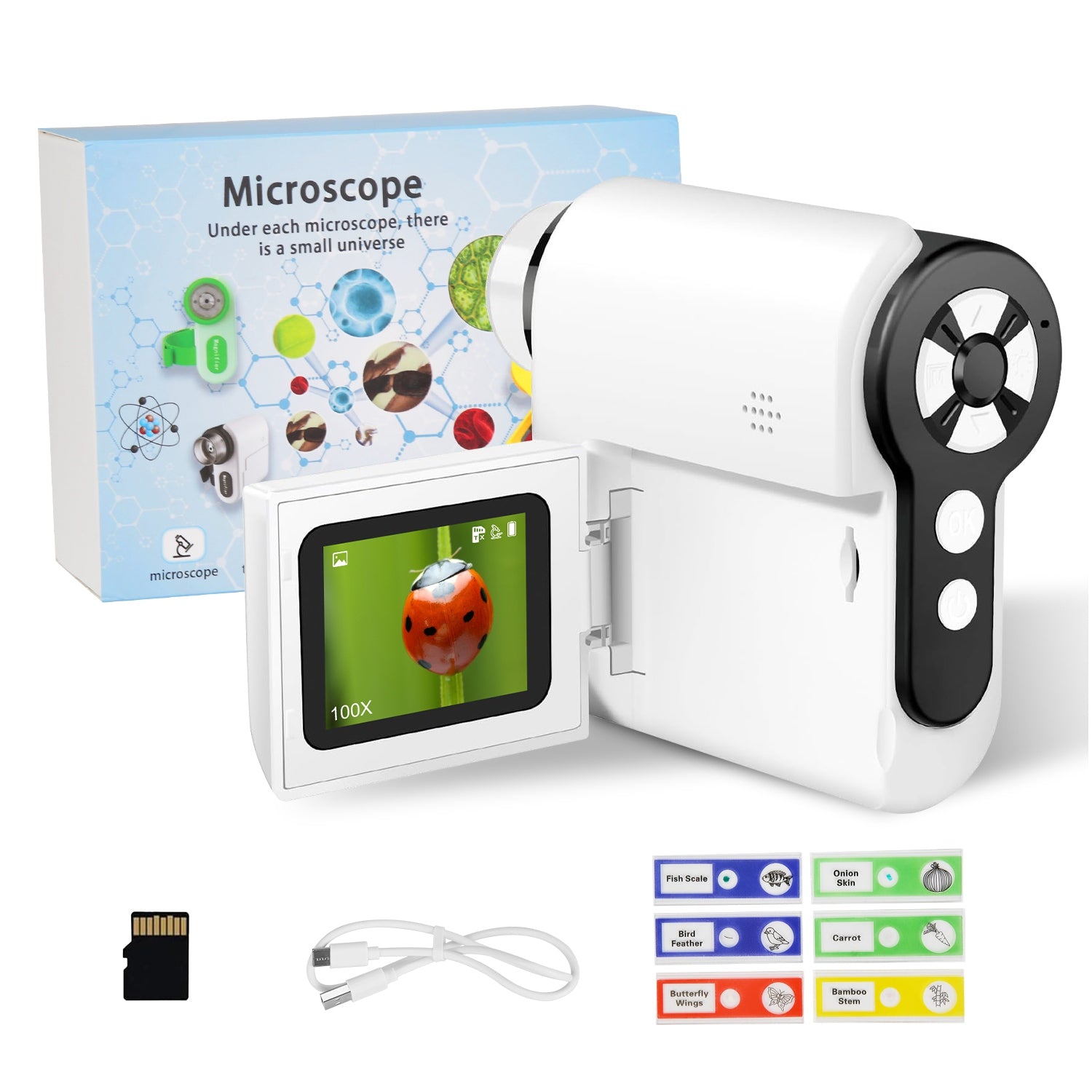 3 In 1 1000X Kids’ Microscope Telescope Camera Handheld USB Mini Microscope