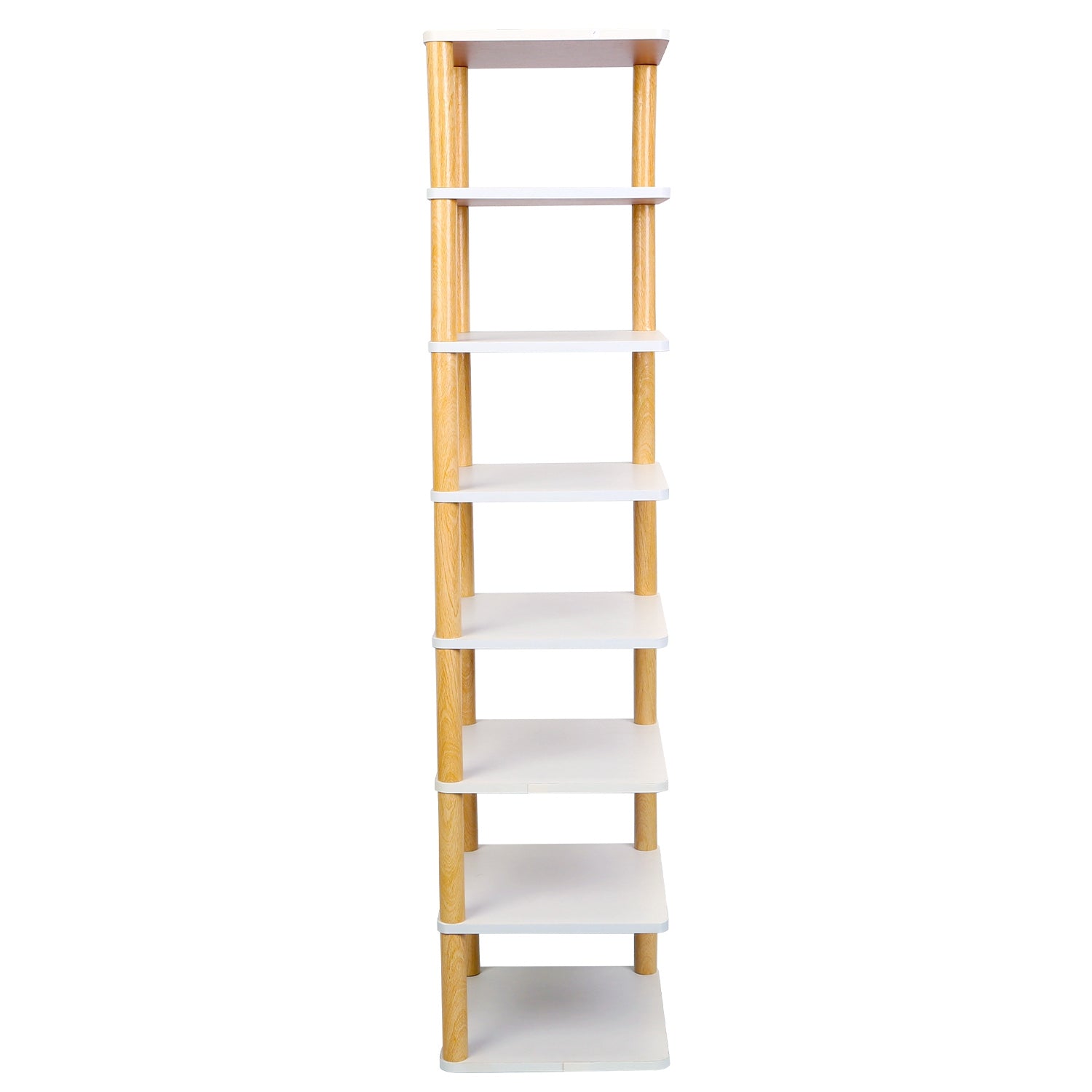 8 Tier Entryway Wooden Shoe Rack Vertical Shoe Shelf Stand Storage Organizer