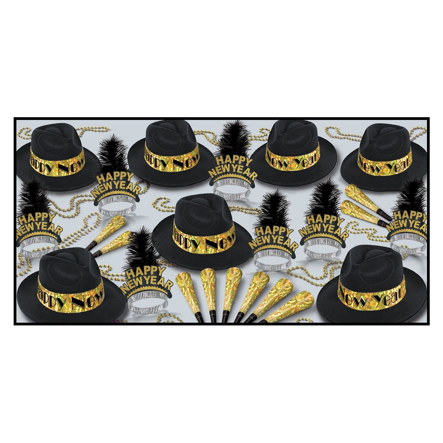 Beistle Swingin Black and Gold New Year Assortment (for 50 people) - New Years
