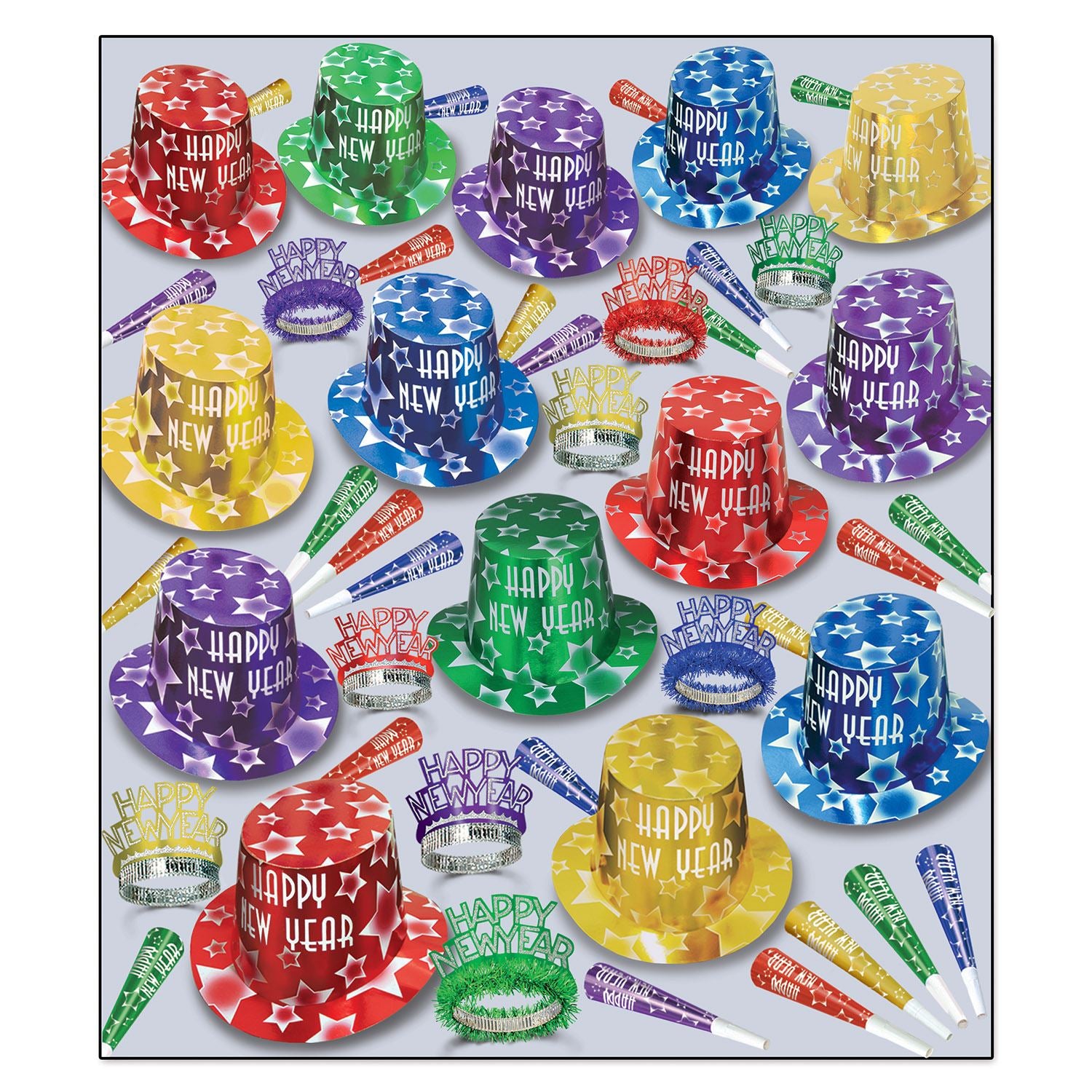 Beistle Gem-Star Deluxe New Year Asst for 100 - New Years | Party Supply
