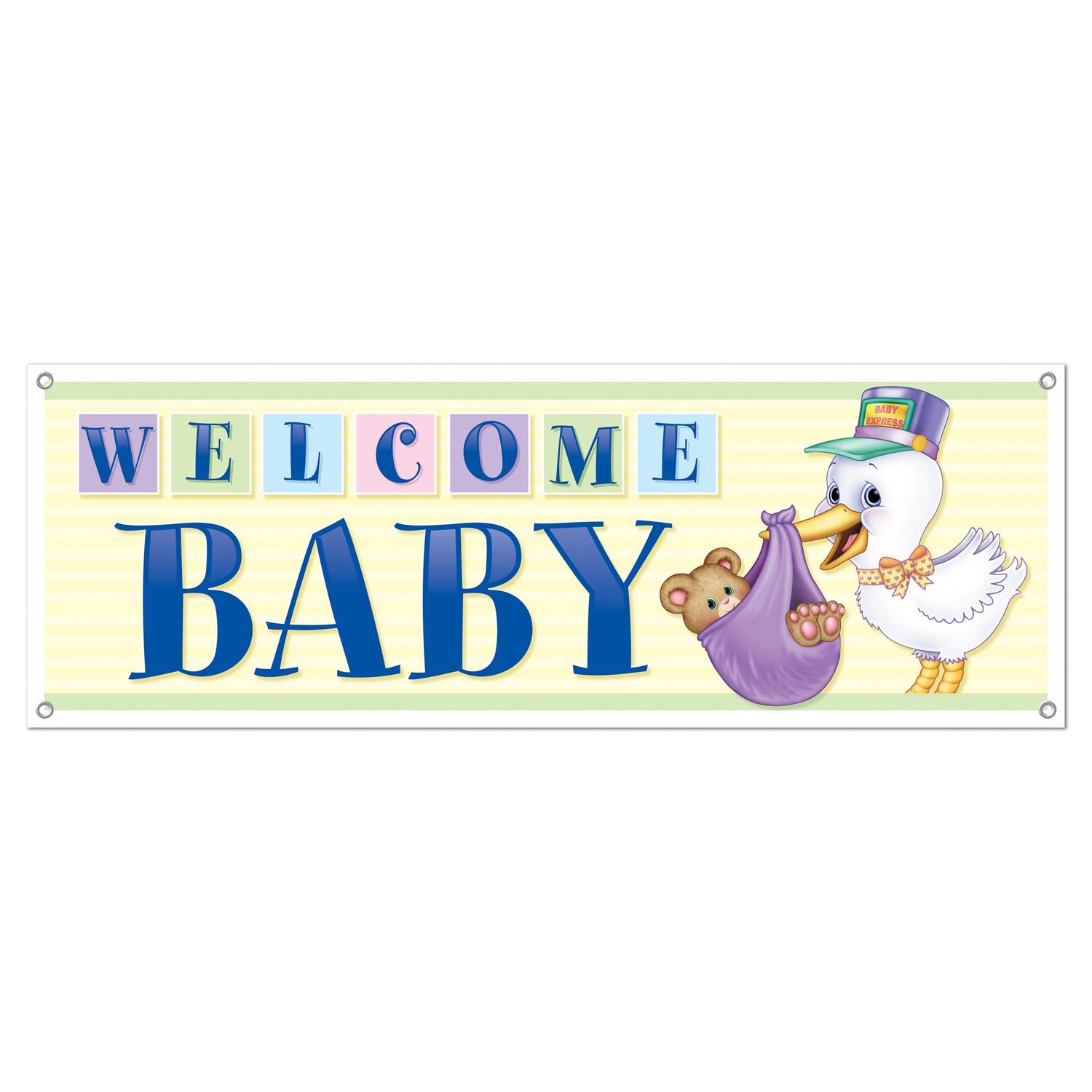 Beistle Welcome Baby Sign Banner - Baby Shower | Party Supply | Decoration